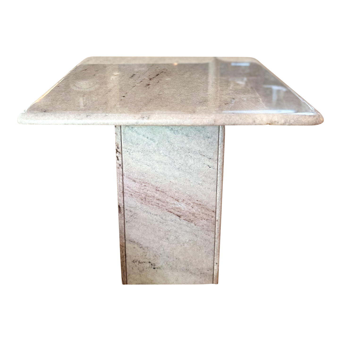 1980s Marble Pedestal Side Table