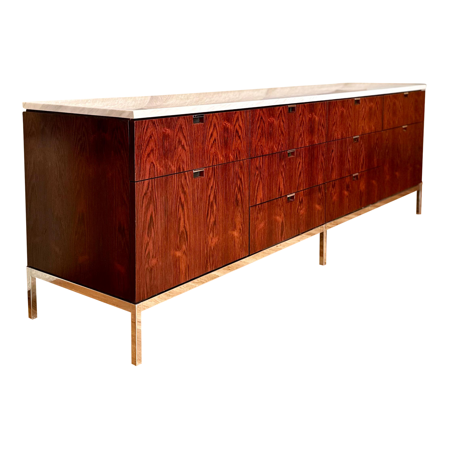 1960s Florence Knoll Rosewood and Marble 4 Position Credenza