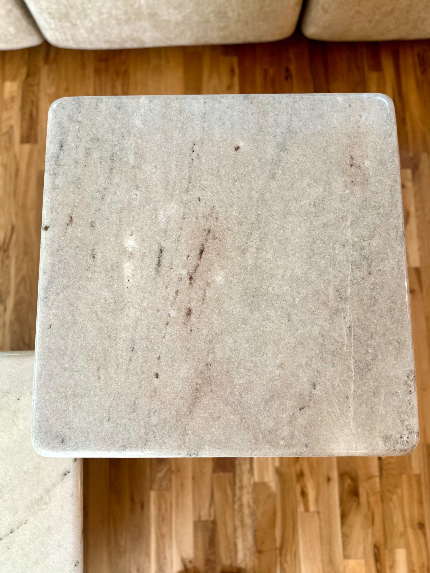 1980s Marble Pedestal Side Table