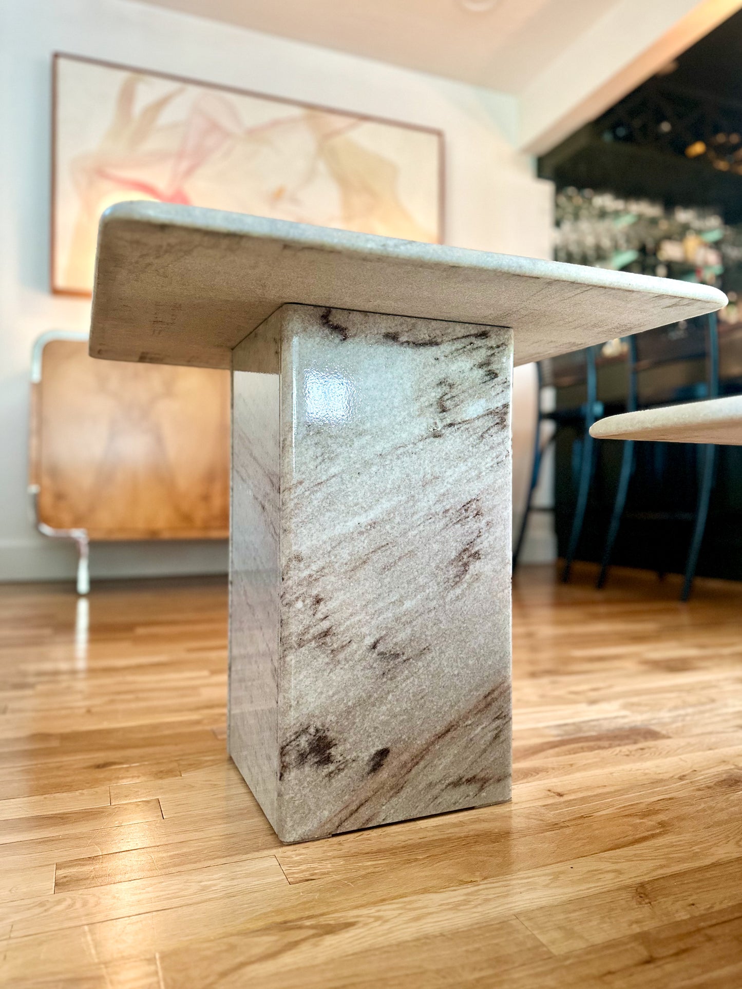 1980s Marble Pedestal Side Table