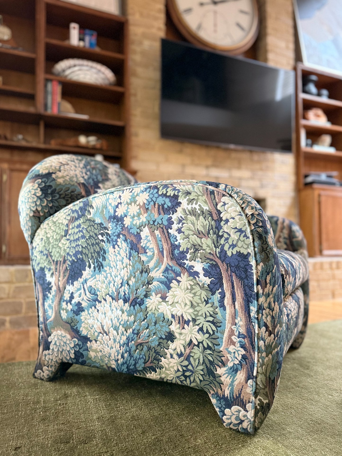 1980s Reupholstered Art Deco Style Club Chairs - a pair