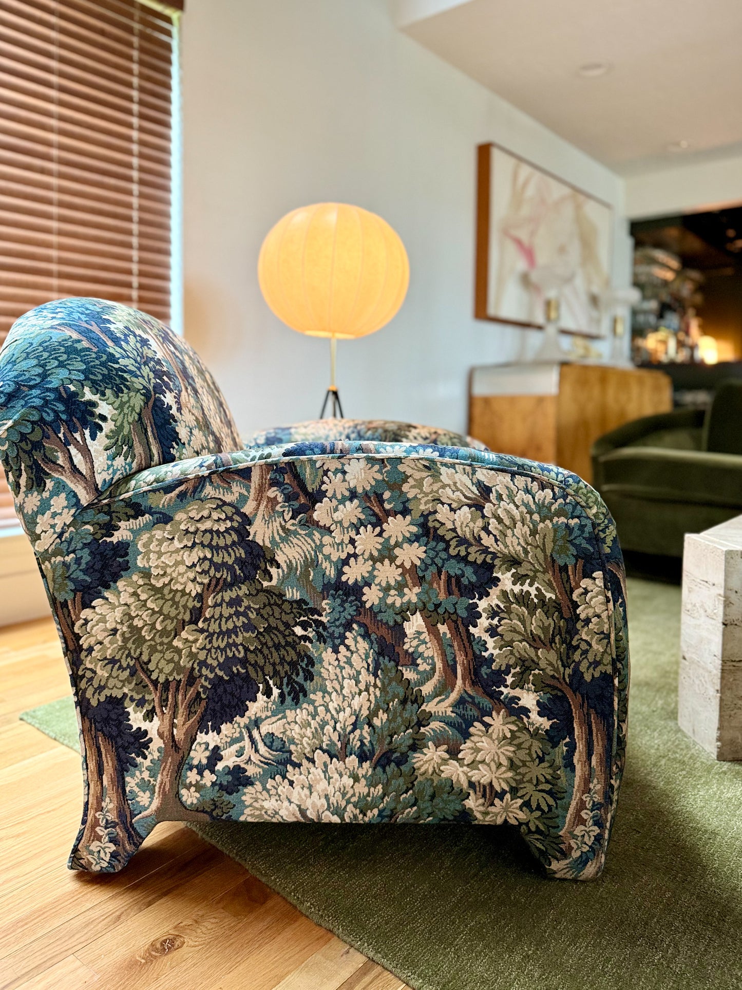 1980s Reupholstered Art Deco Style Club Chairs - a pair