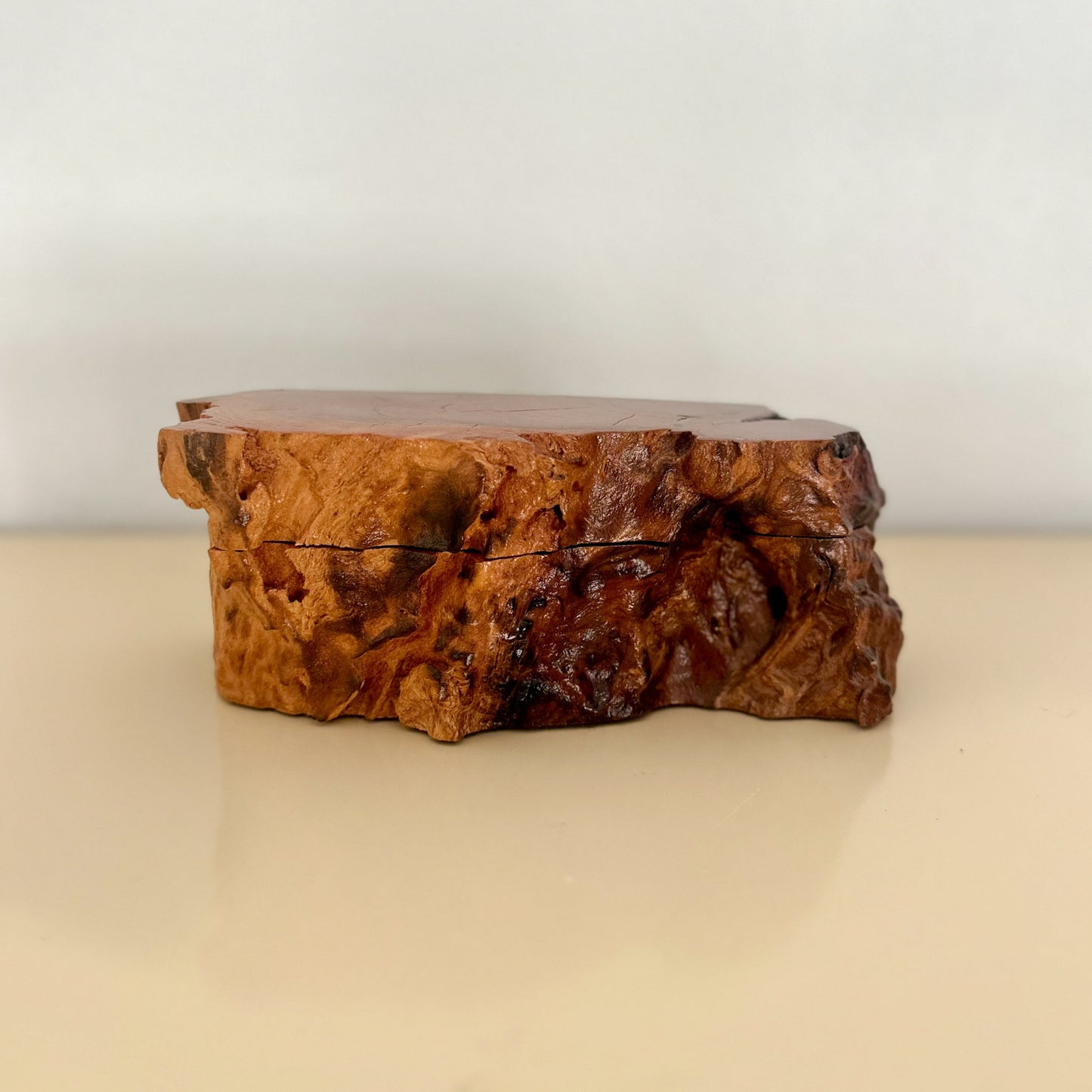 1980s Live Edge Burl Wood Trinket Box