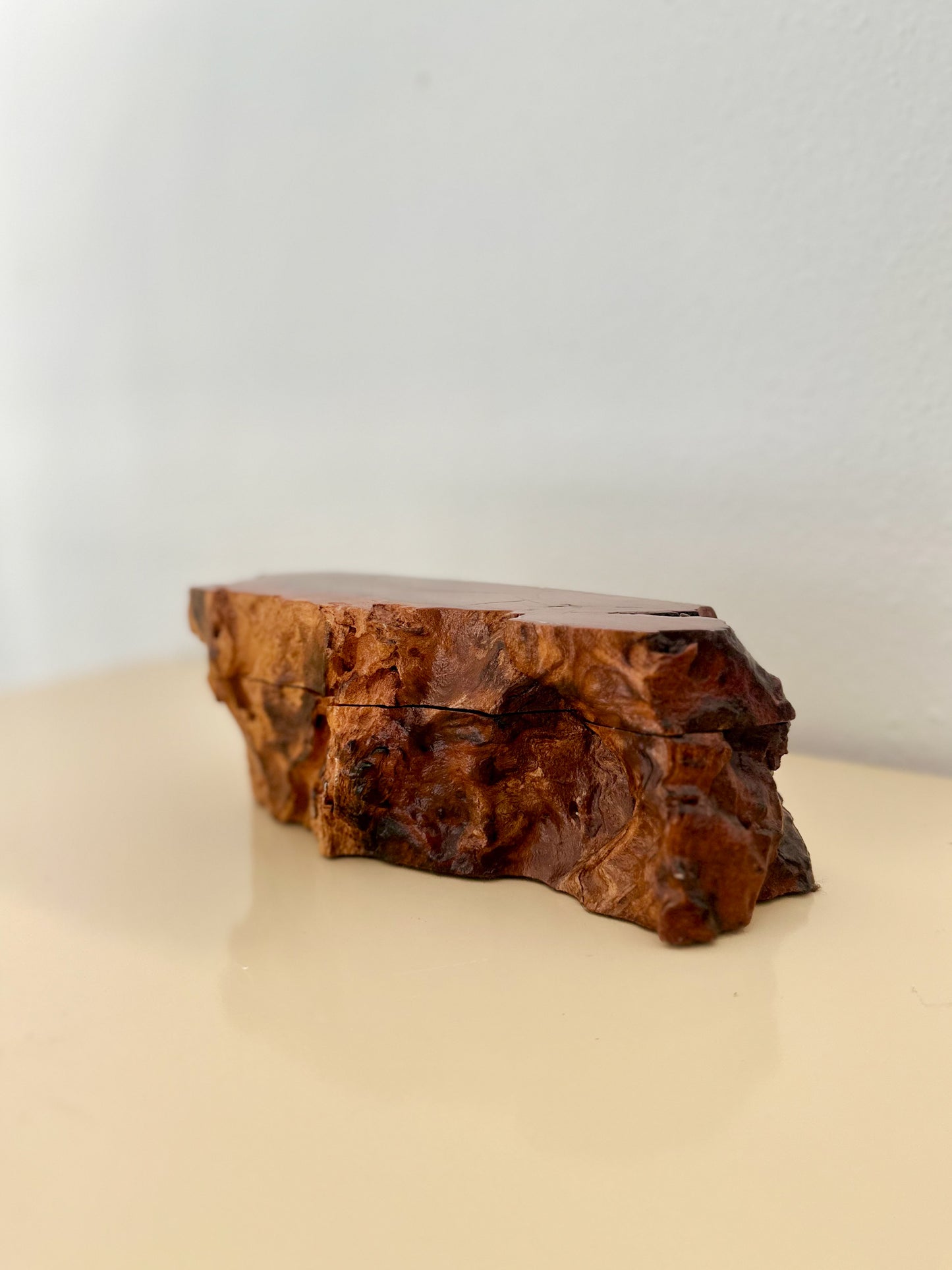 1980s Live Edge Burl Wood Trinket Box