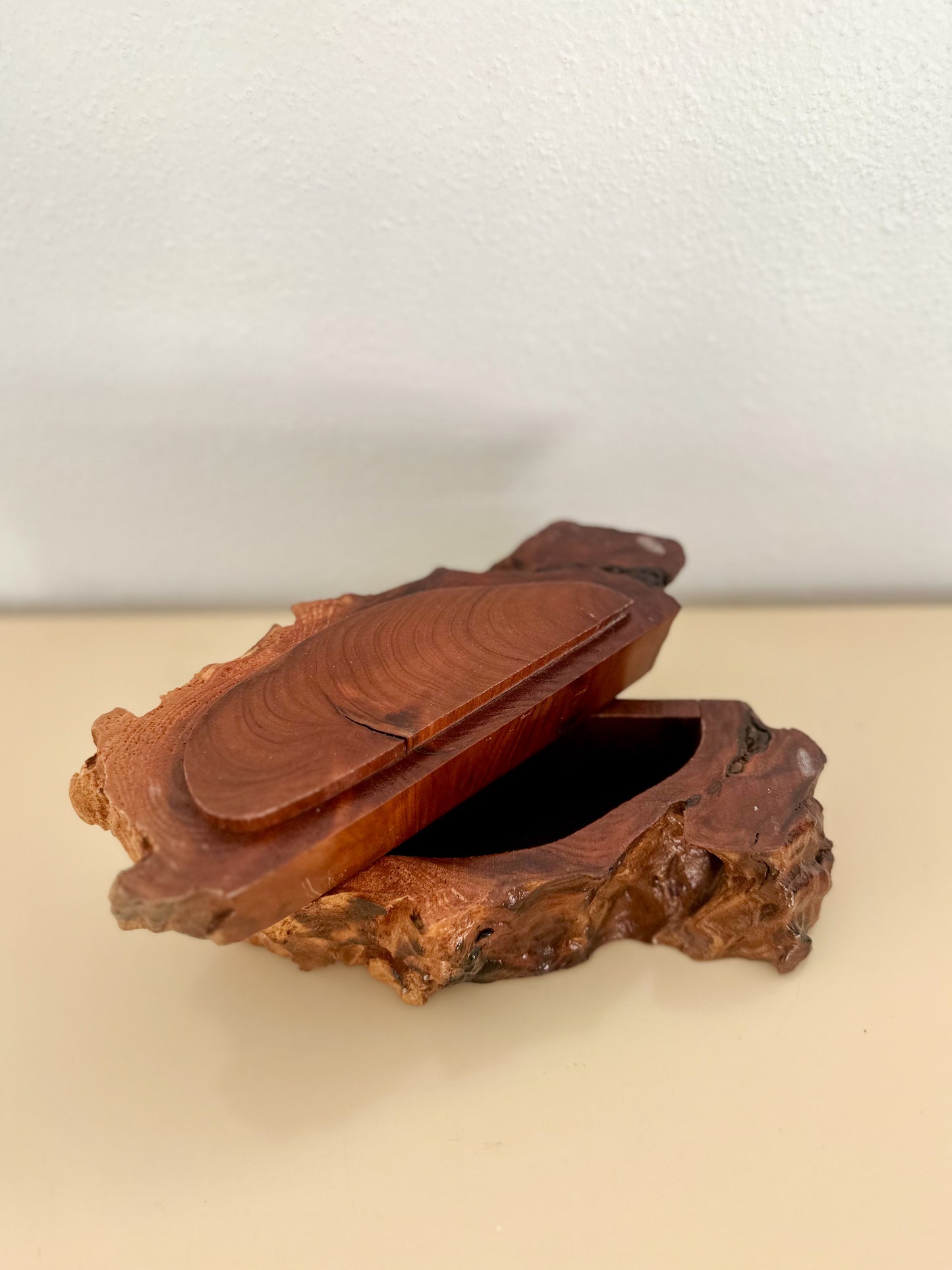 1980s Live Edge Burl Wood Trinket Box