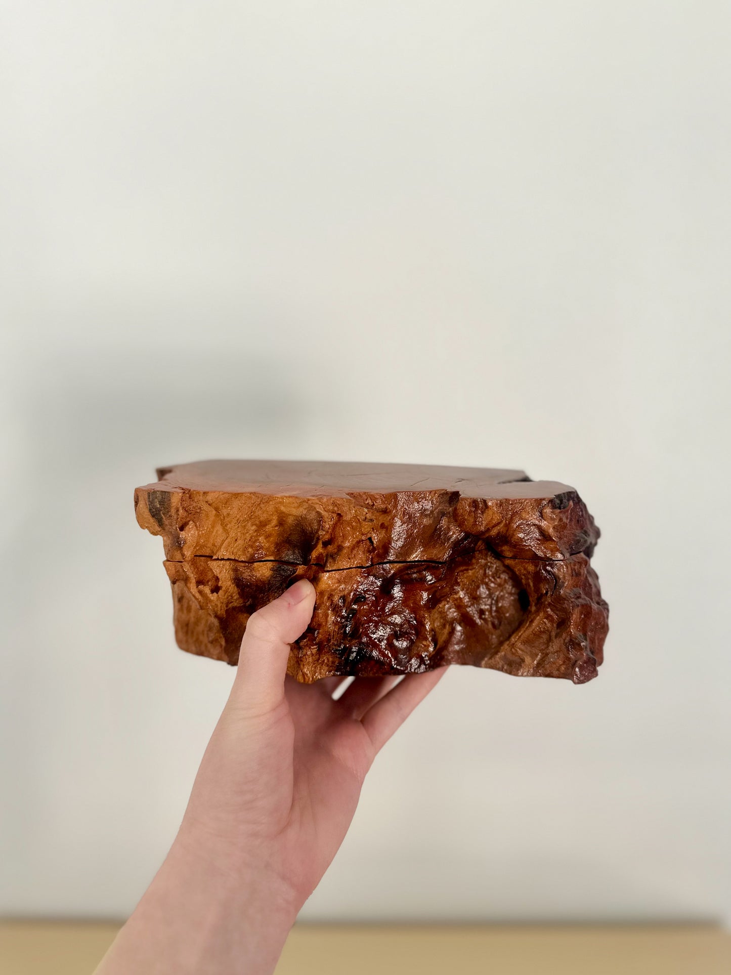 1980s Live Edge Burl Wood Trinket Box
