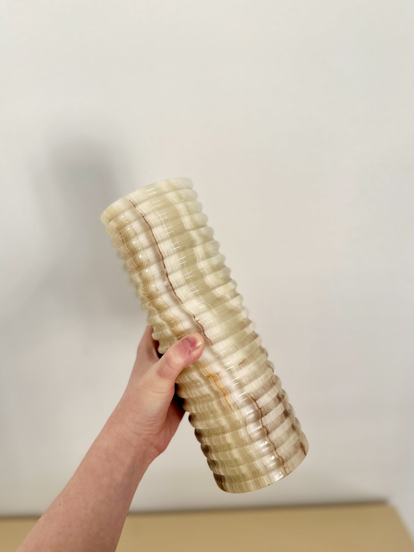 Vintage Ribbed Alabaster Vase