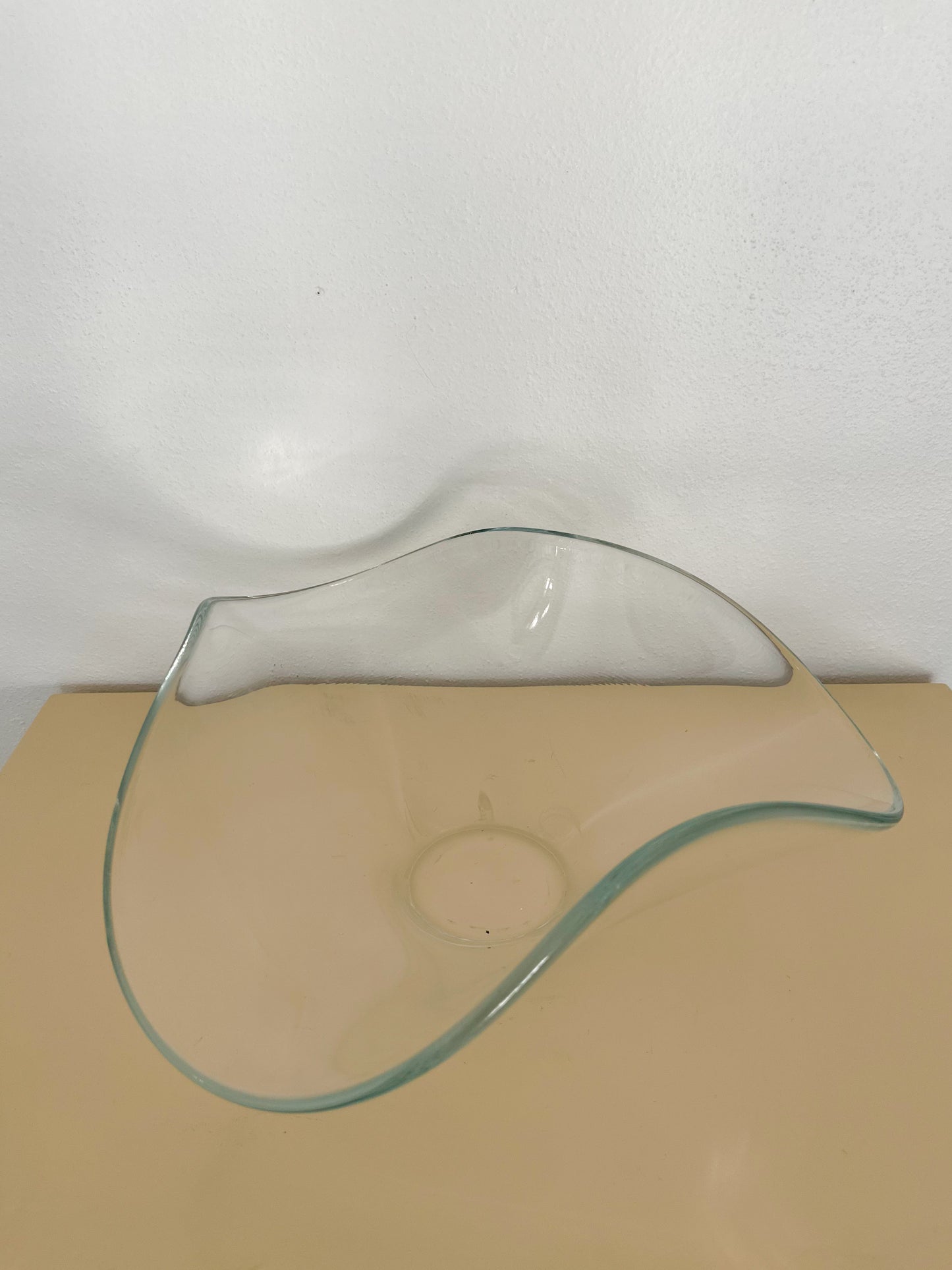 Vintage Large Art Glass Ruffled Bowl