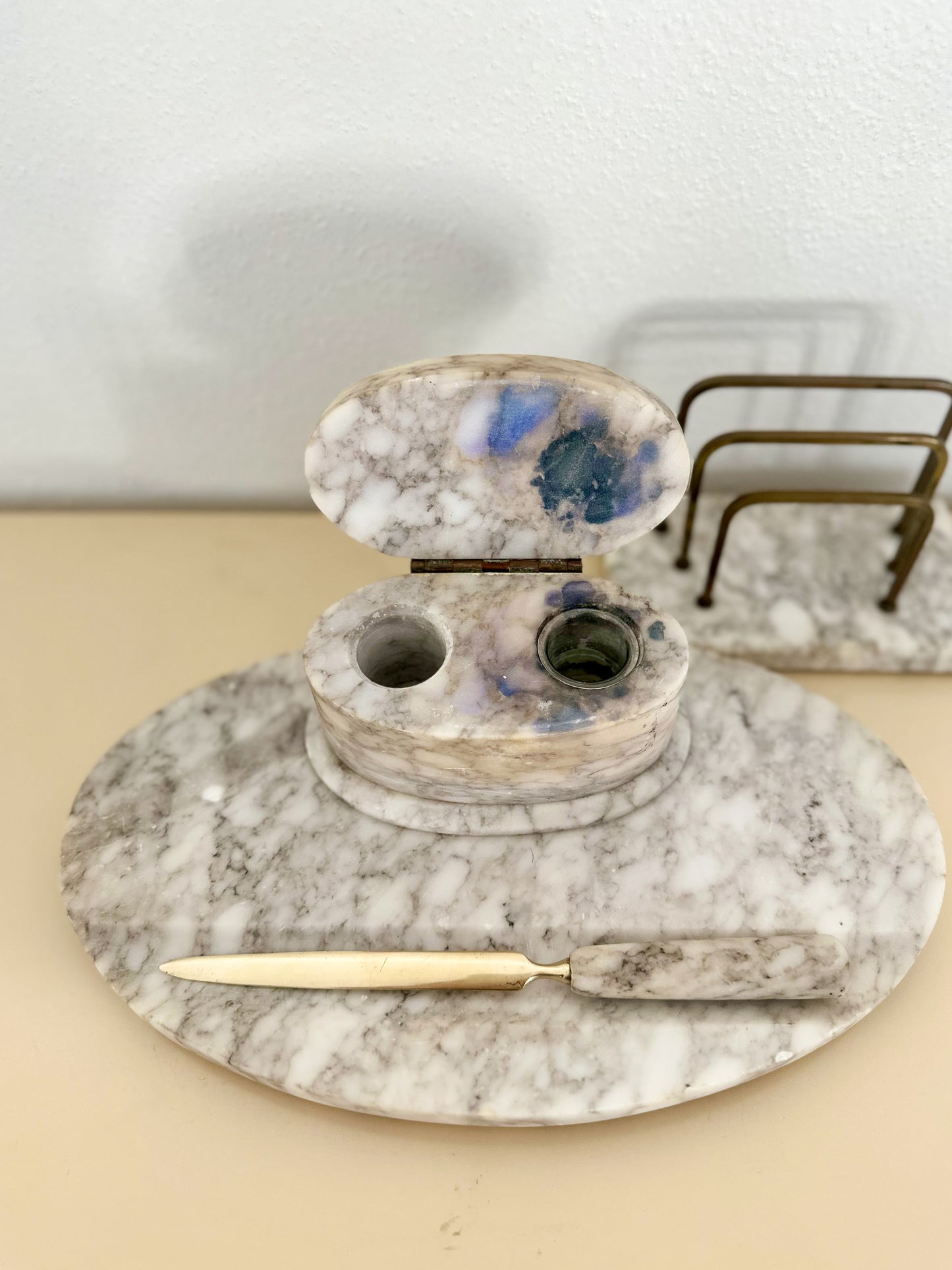 Vintage Marble Desk Accessory Set