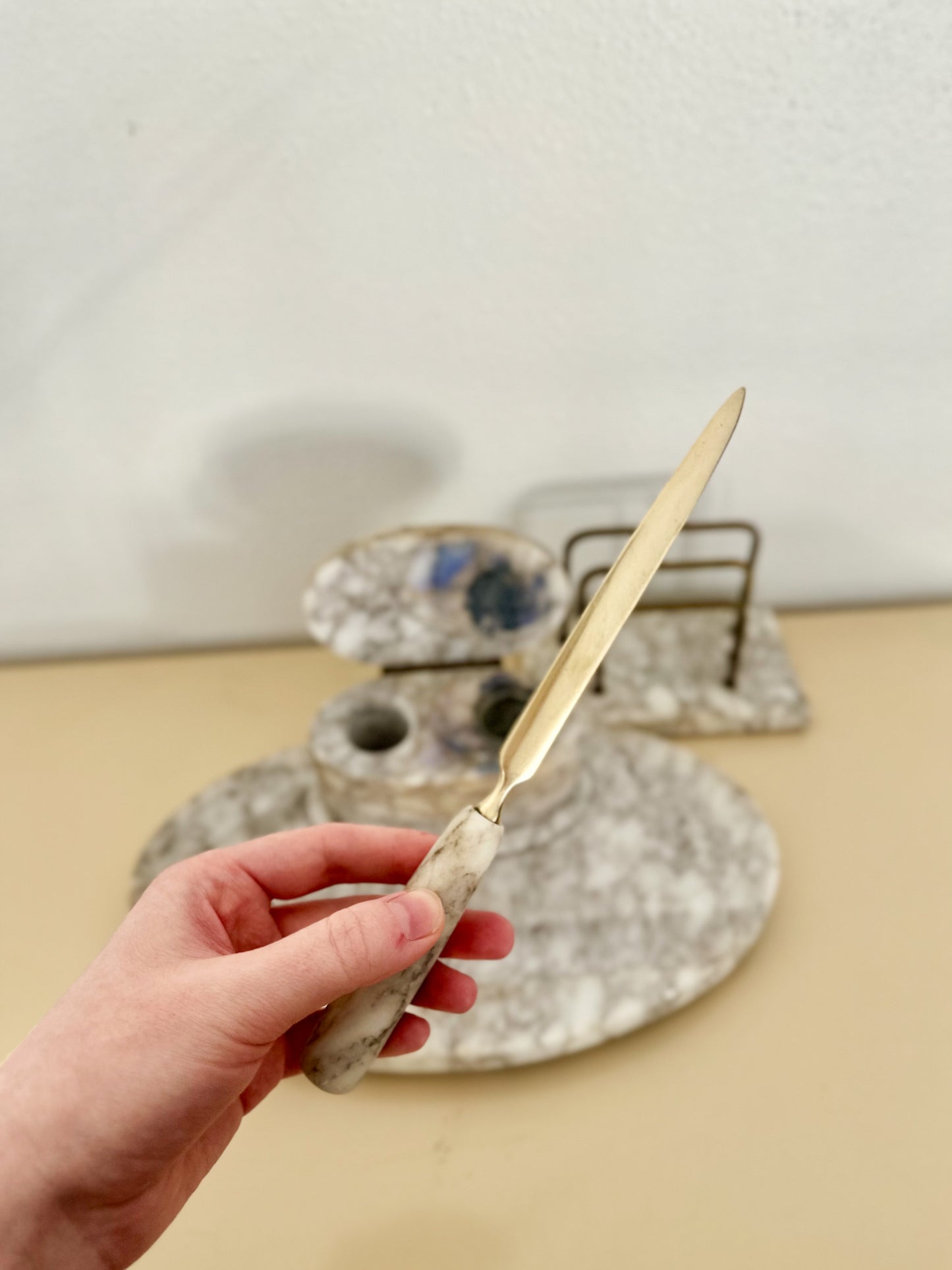 Vintage Marble Desk Accessory Set