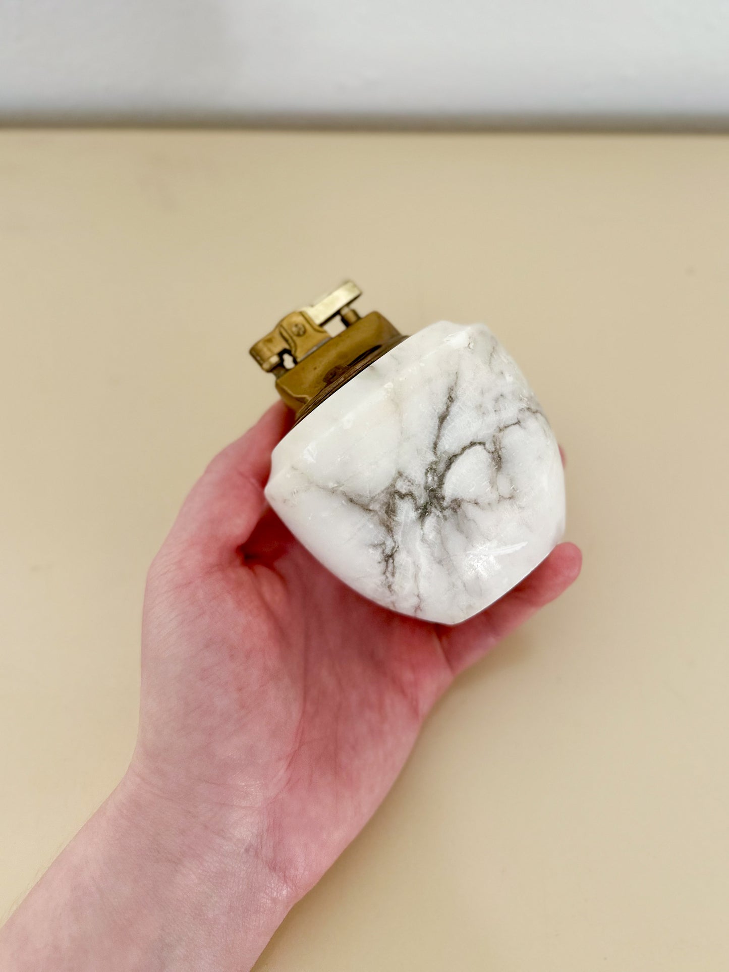 1960s Italian Marble and Brass Table Lighter