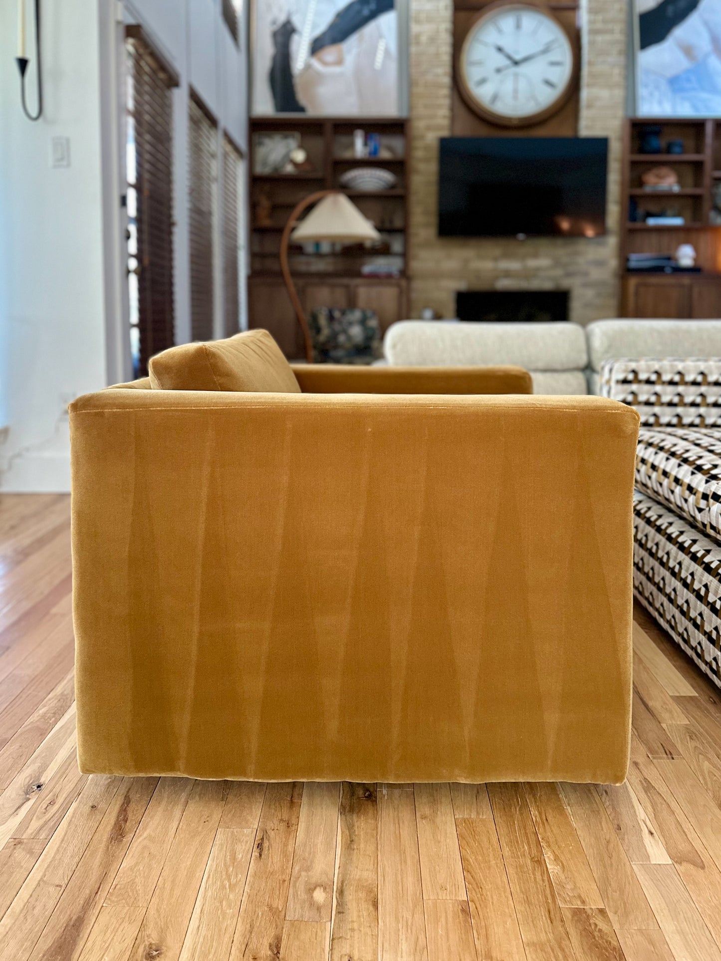 1970s Milo Baughman for Thayer Coggin Club Chair in New Honey Mohair