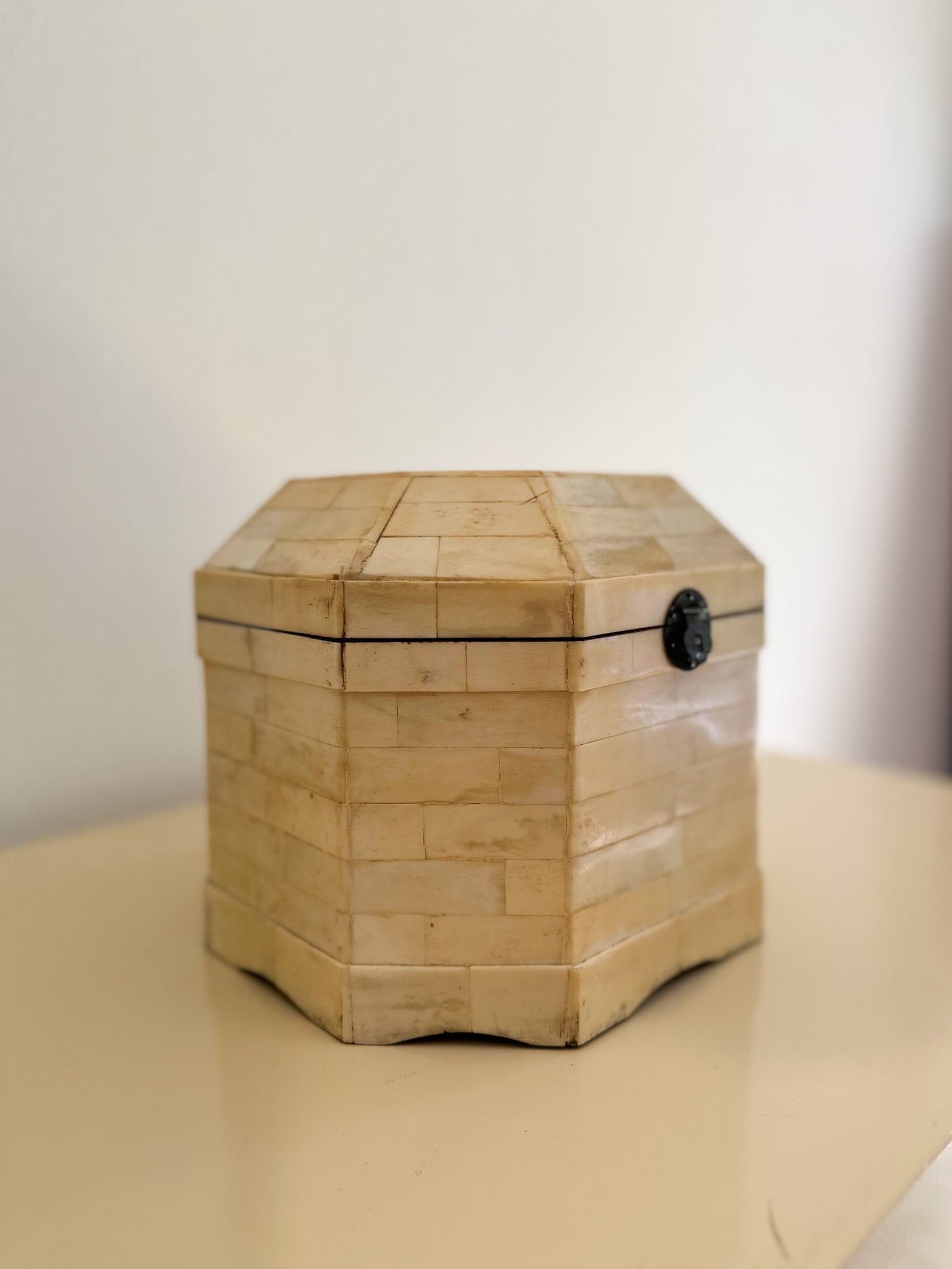 1980s Ivory Bone Octagonal Boxes - 2 Available