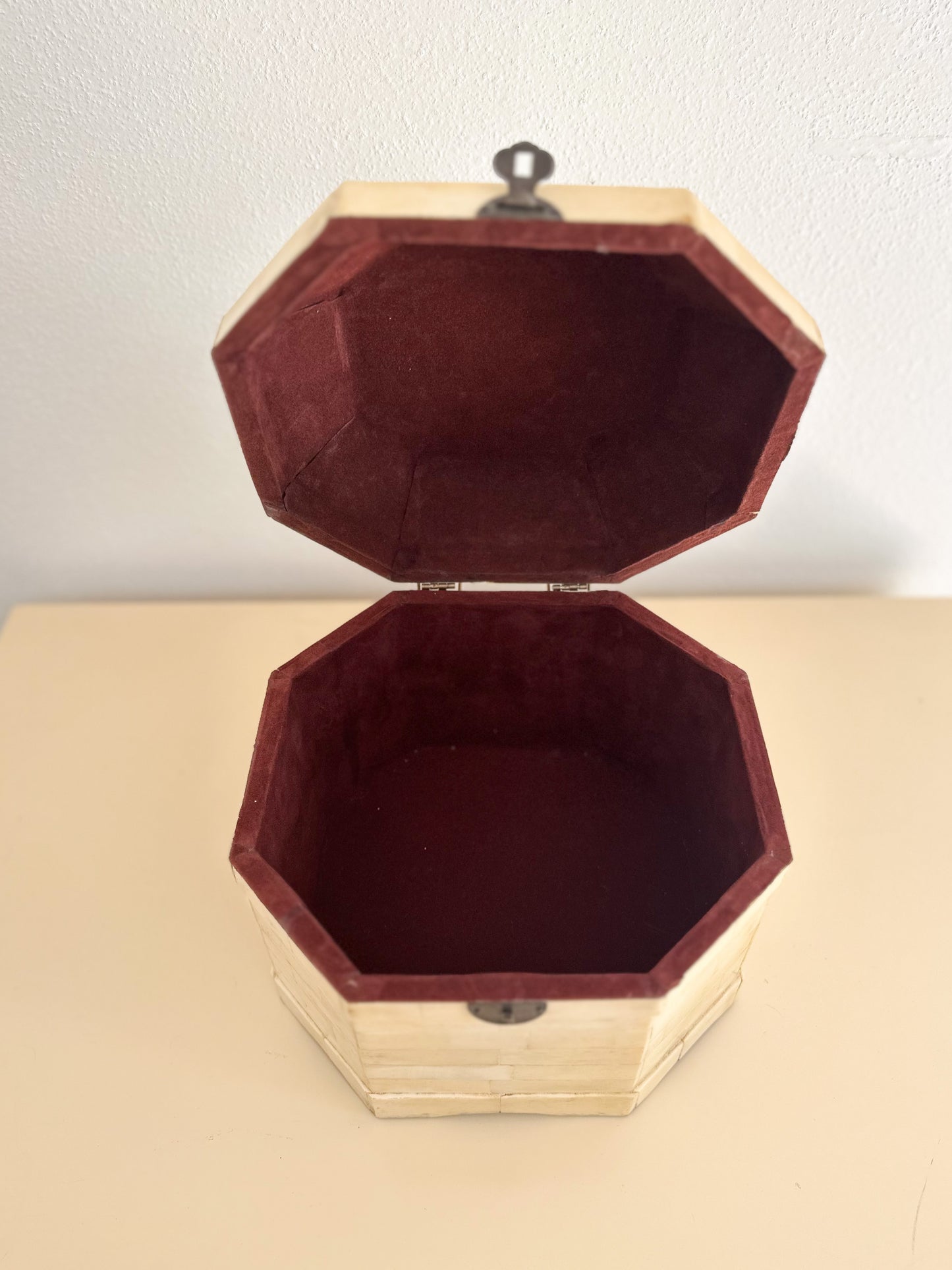 1980s Ivory Bone Octagonal Boxes - 2 Available