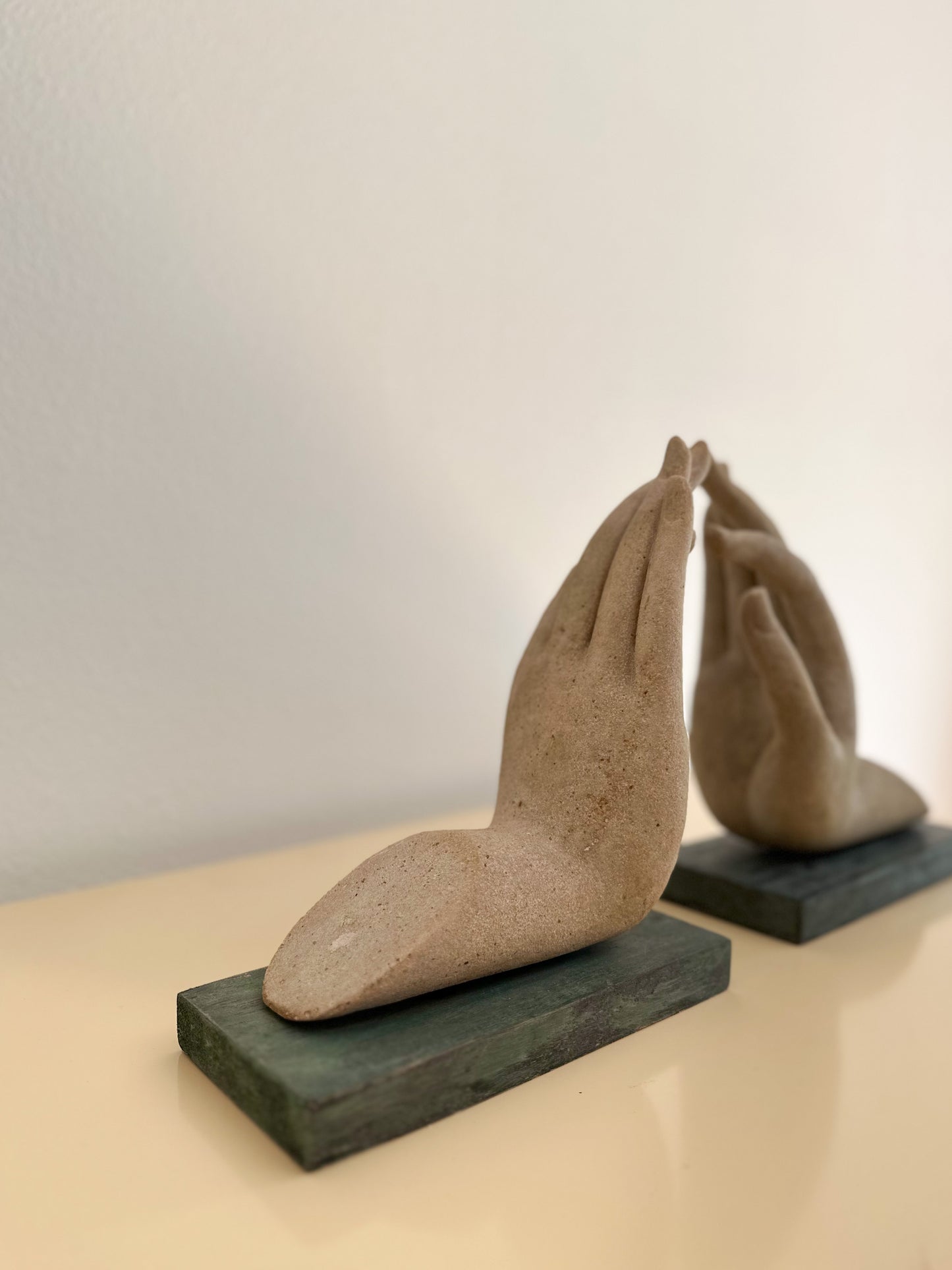 1980s Composite Hand Sculptures / Bookends