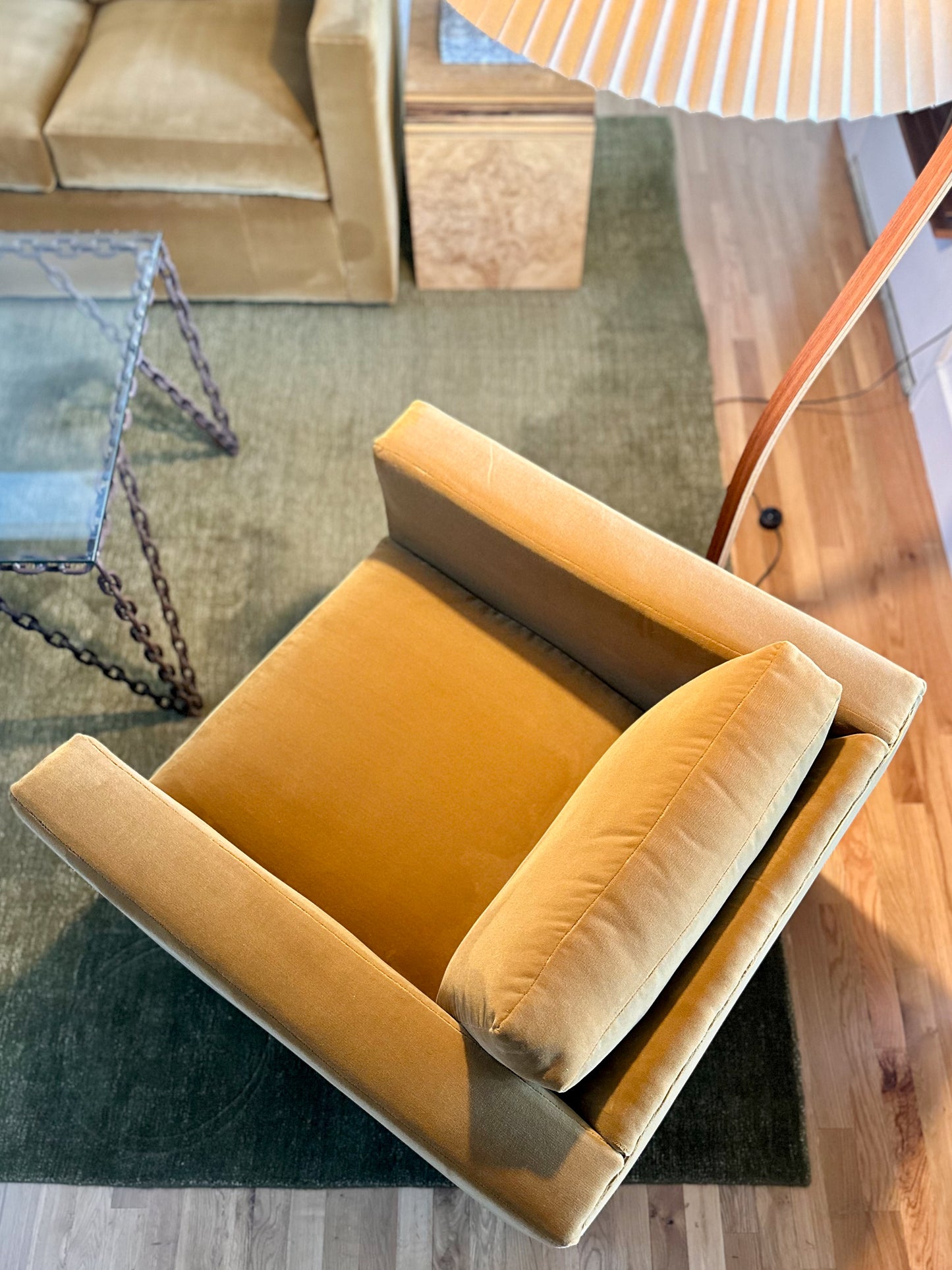 1970s Milo Baughman for Thayer Coggin Club Chair in New Honey Mohair