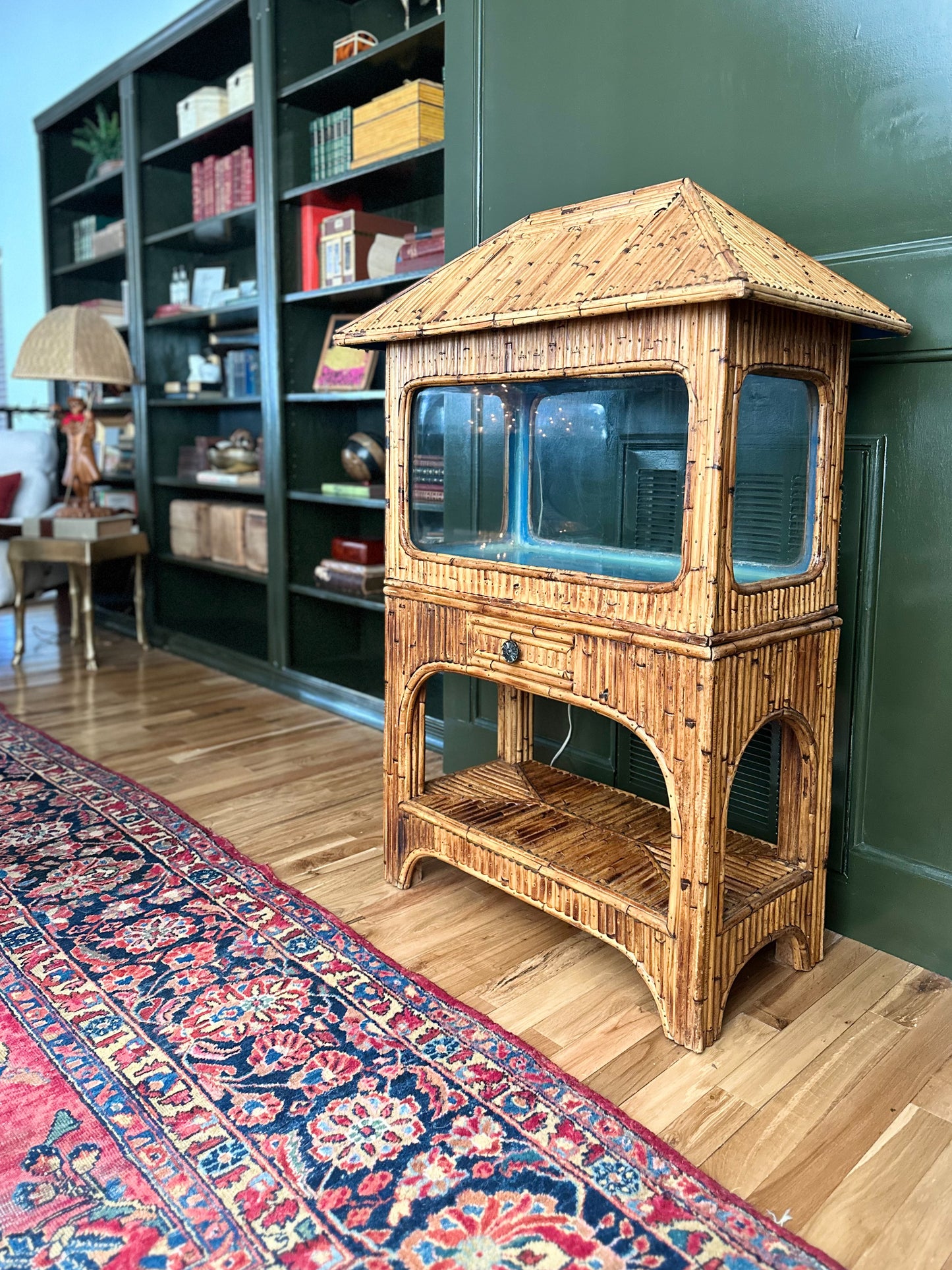1950s Pagoda Style Split Bamboo Aquarium