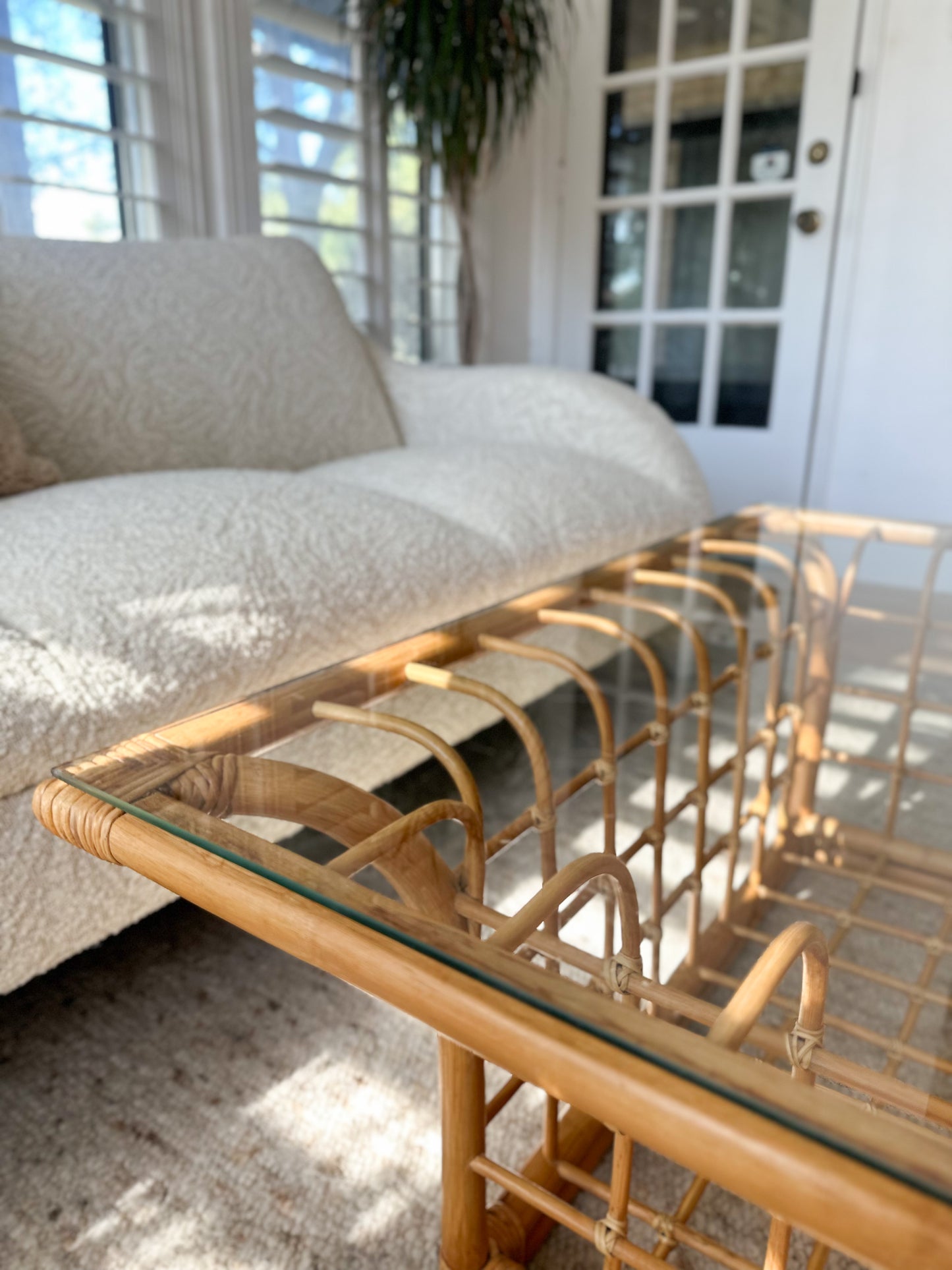 1980s Coastal Modern Bamboo Coffee Table