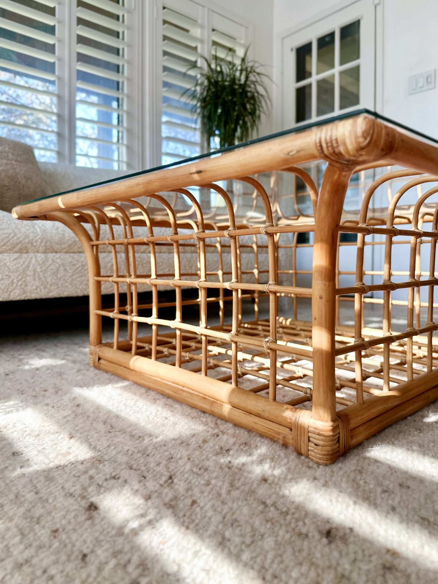 1980s Coastal Modern Bamboo Coffee Table