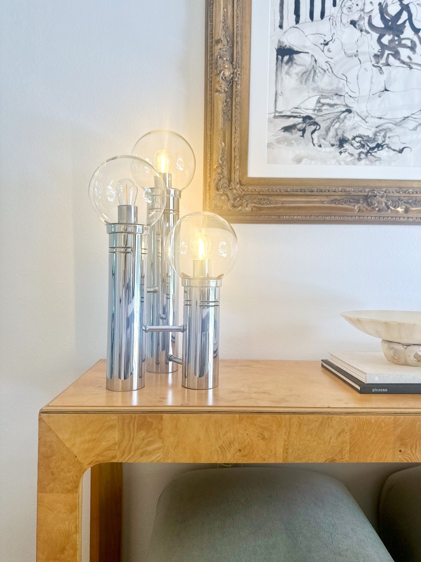 1960s Atomic Style Chrome Table Lamp