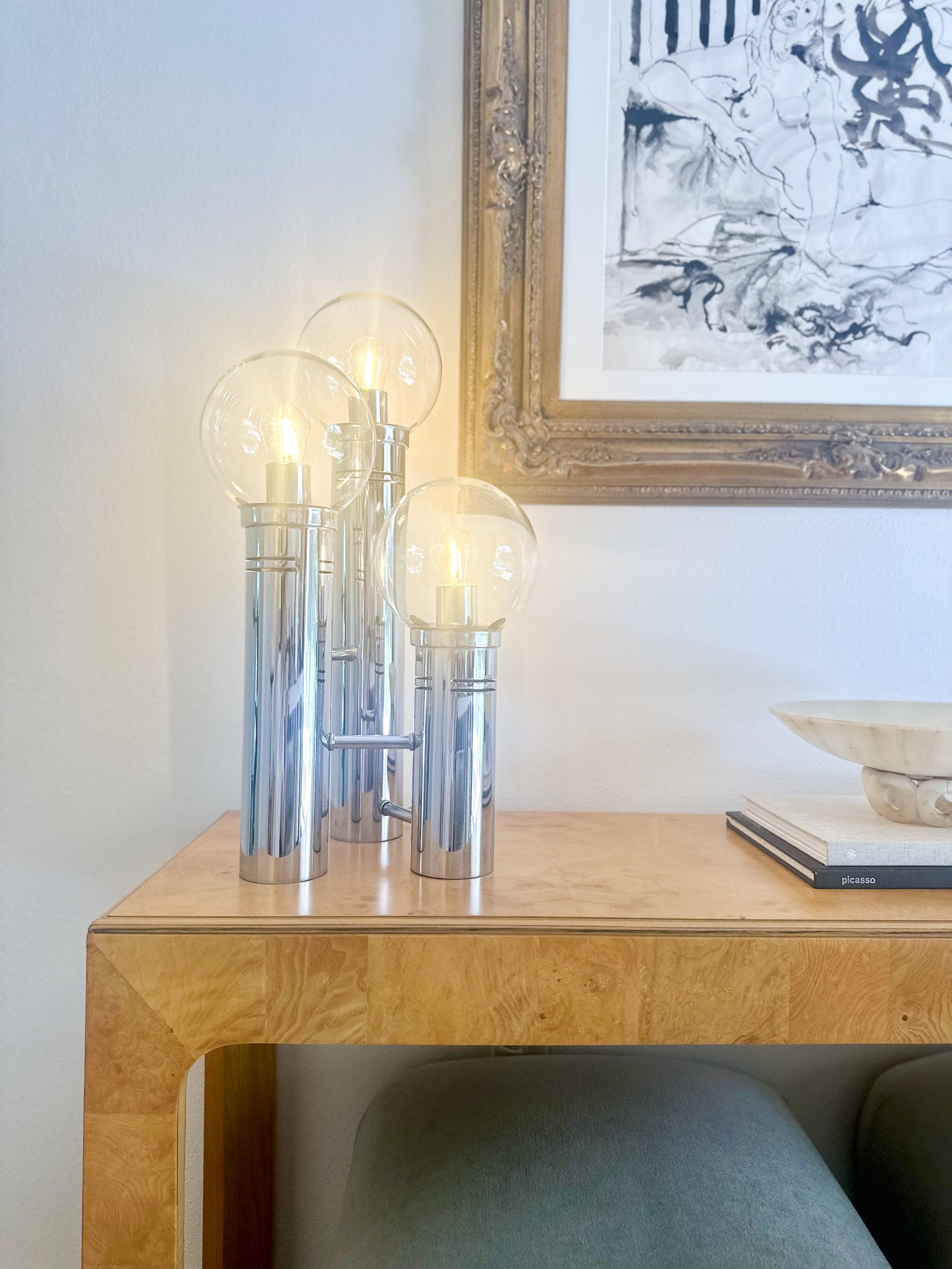 1960s Atomic Style Chrome Table Lamp