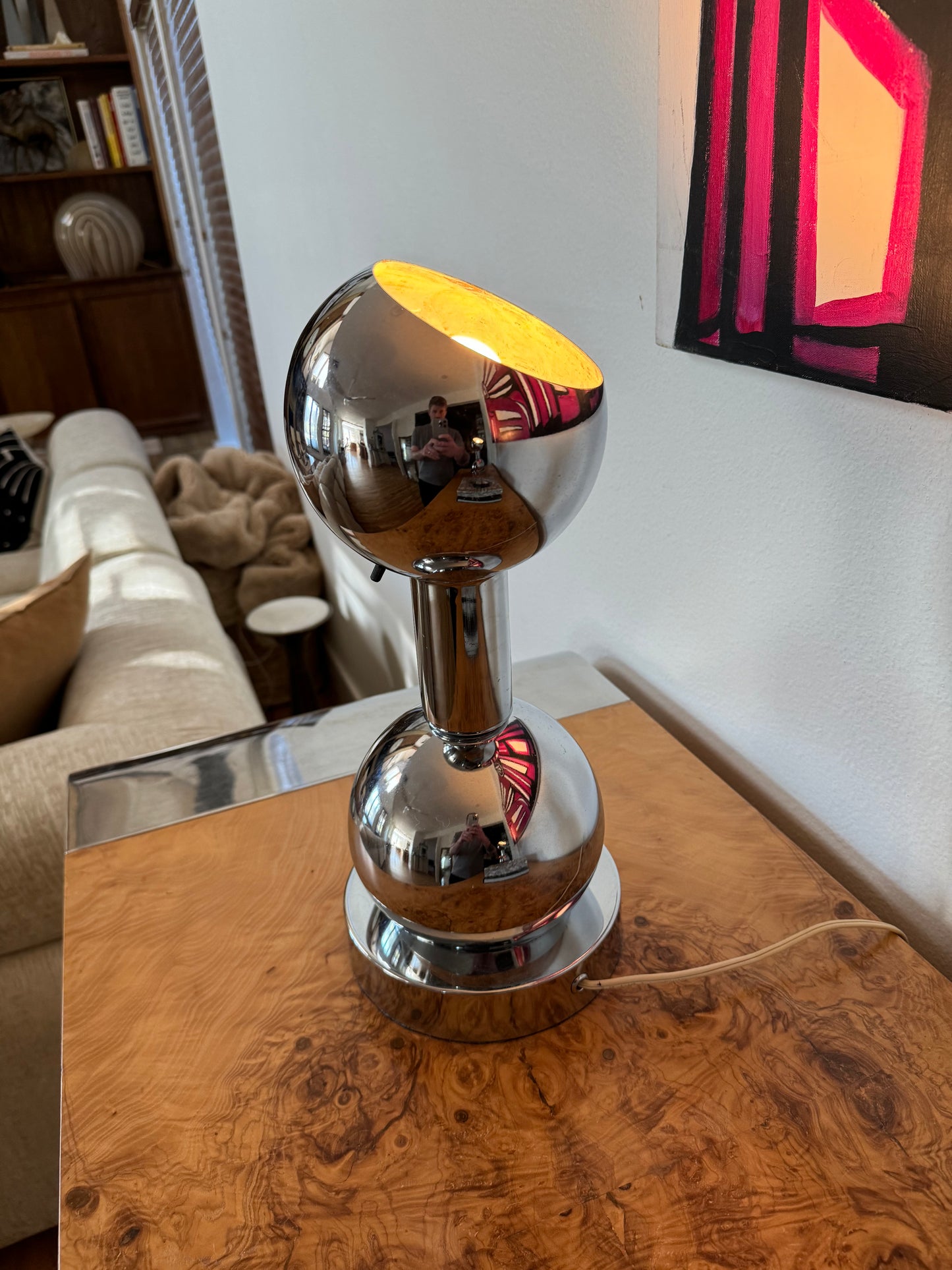 1970s Chrome Eyeball Lamps Attributed to Robert Sonneman - a pair