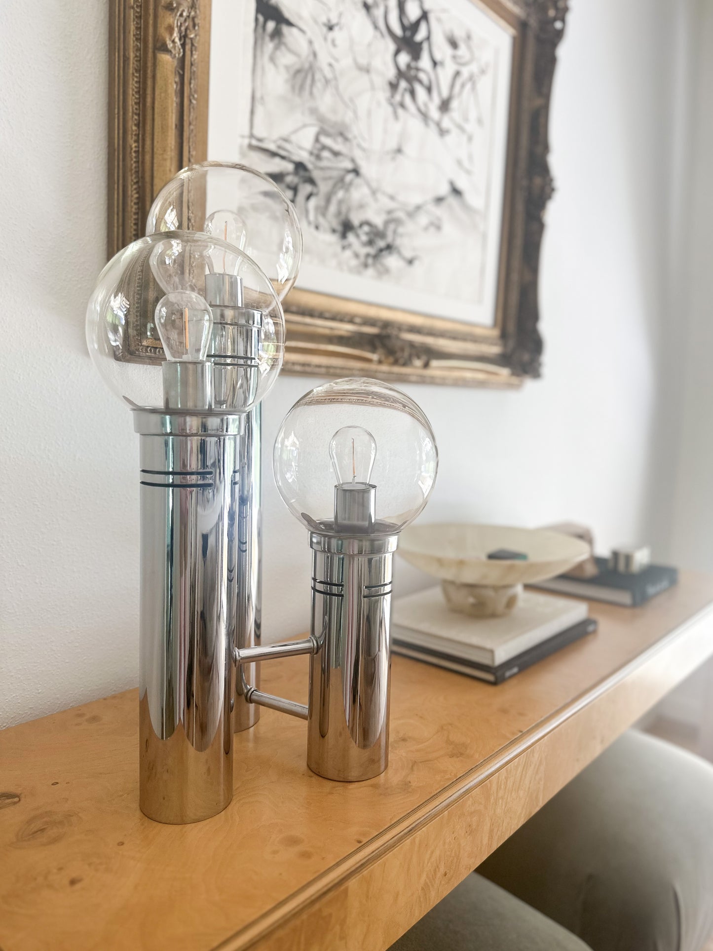 1960s Atomic Style Chrome Table Lamp