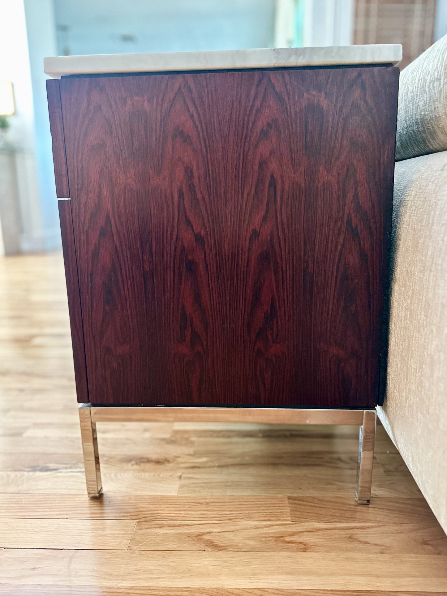 1960s Florence Knoll Rosewood and Marble 4 Position Credenza