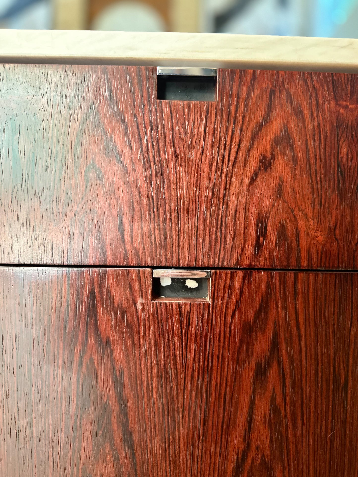 1960s Florence Knoll Rosewood and Marble 4 Position Credenza