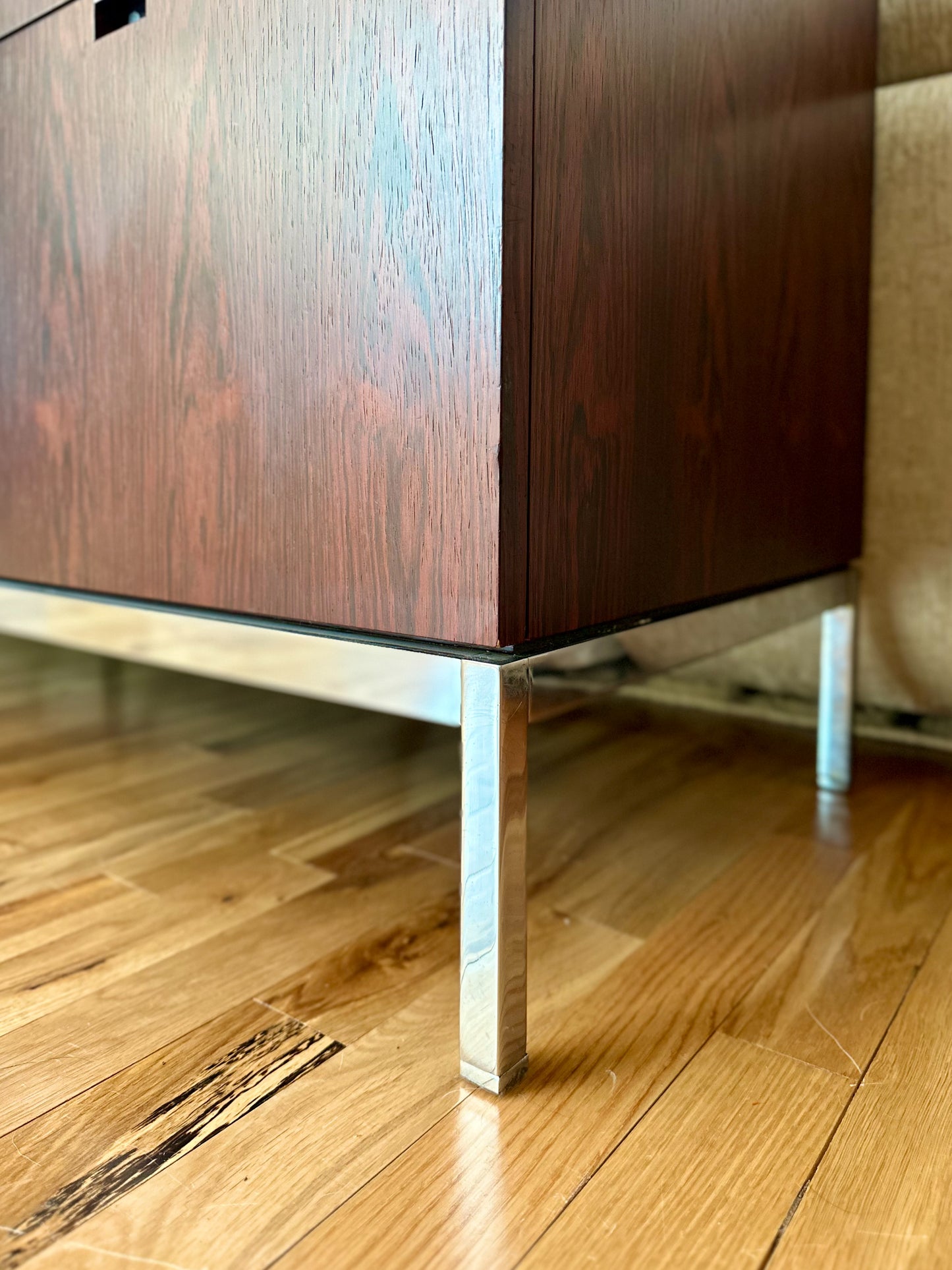 1960s Florence Knoll Rosewood and Marble 4 Position Credenza