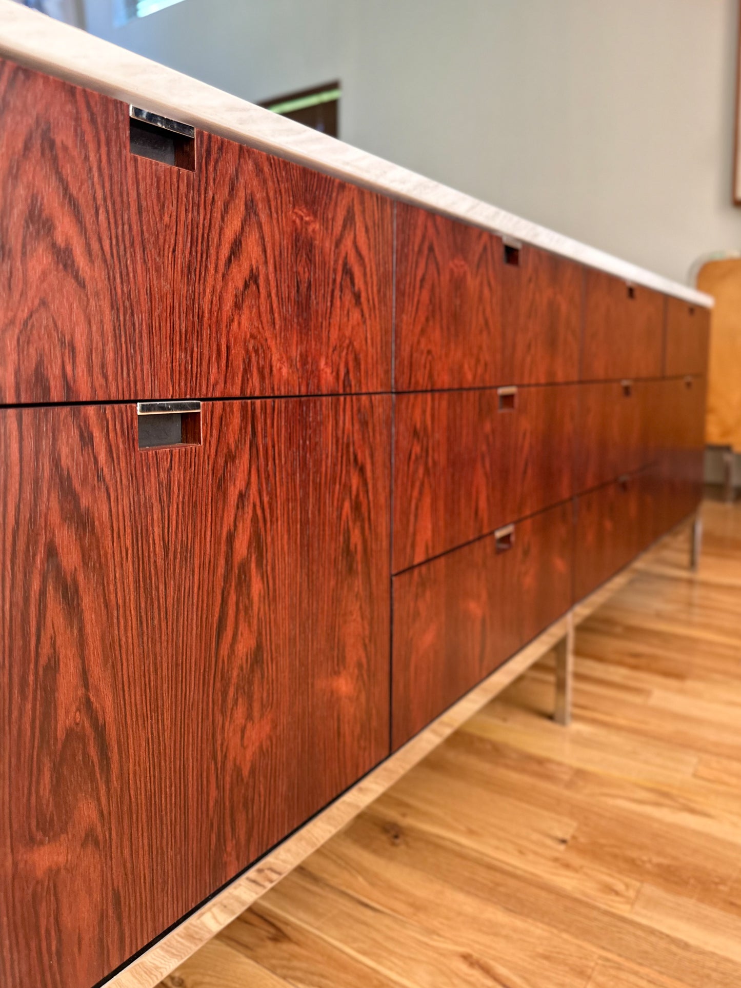1960s Florence Knoll Rosewood and Marble 4 Position Credenza