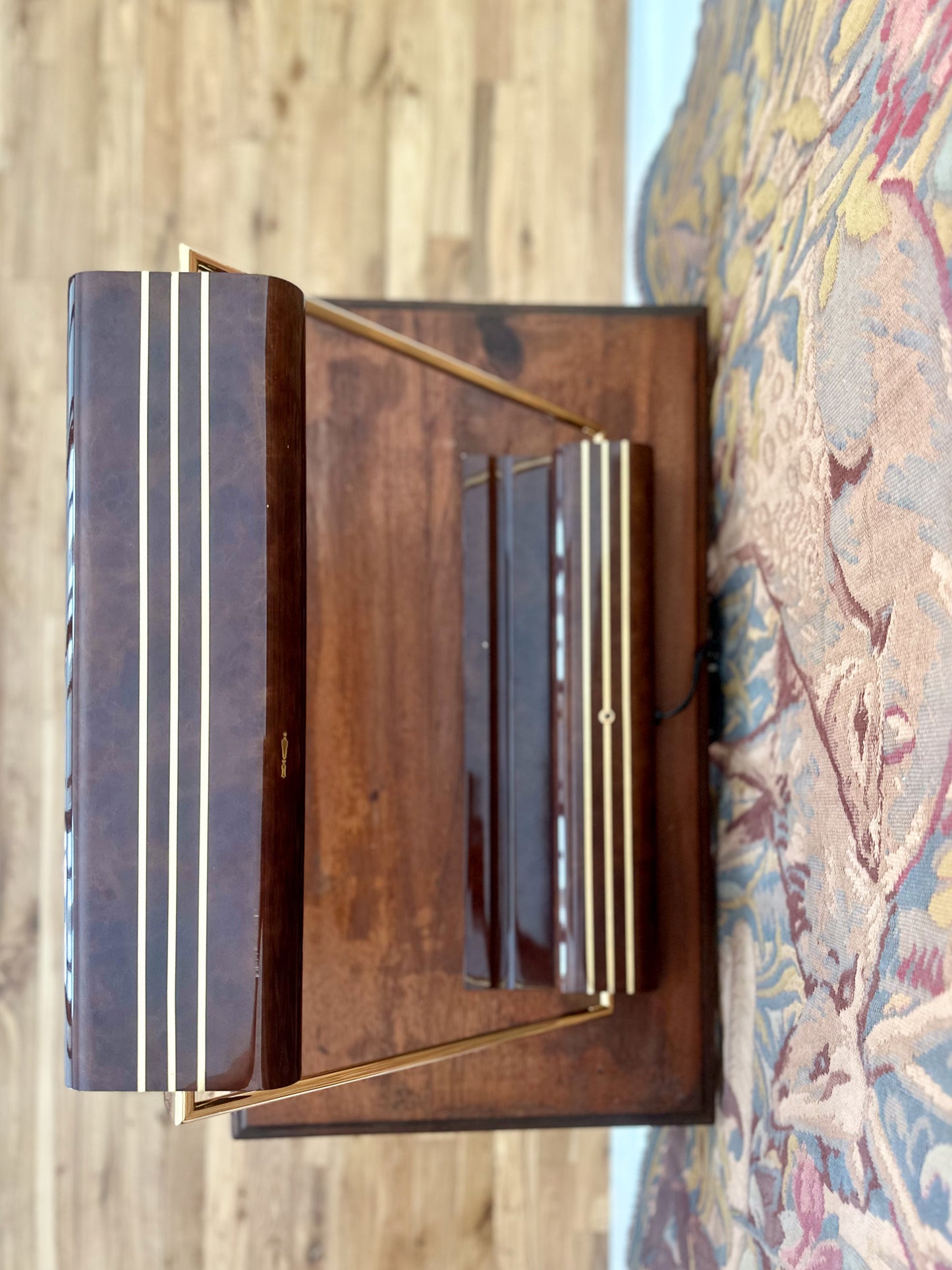 1980s George Kovacs Lacquered Burl Wood Bankers Lamp