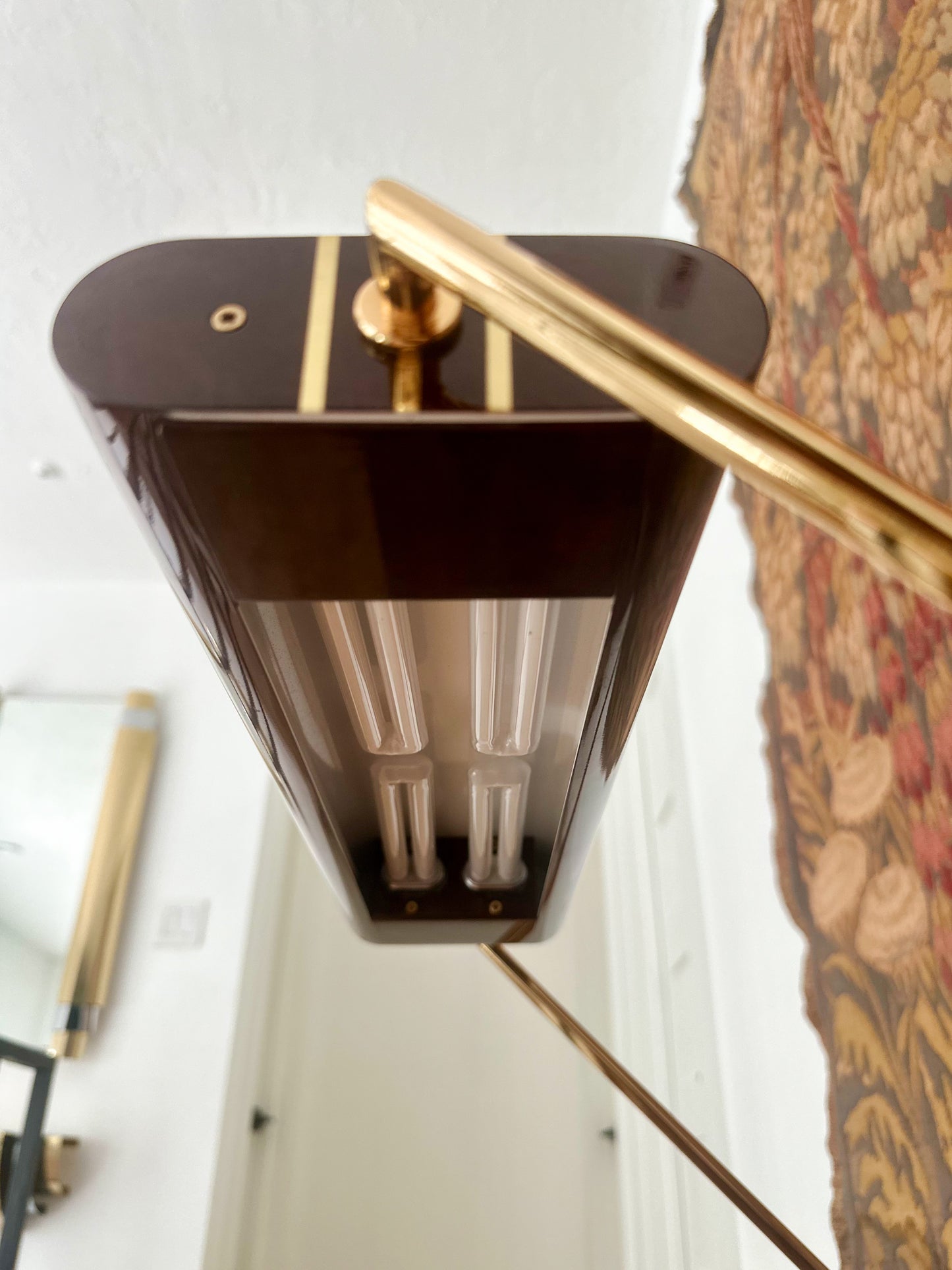 1980s George Kovacs Lacquered Burl Wood Bankers Lamp