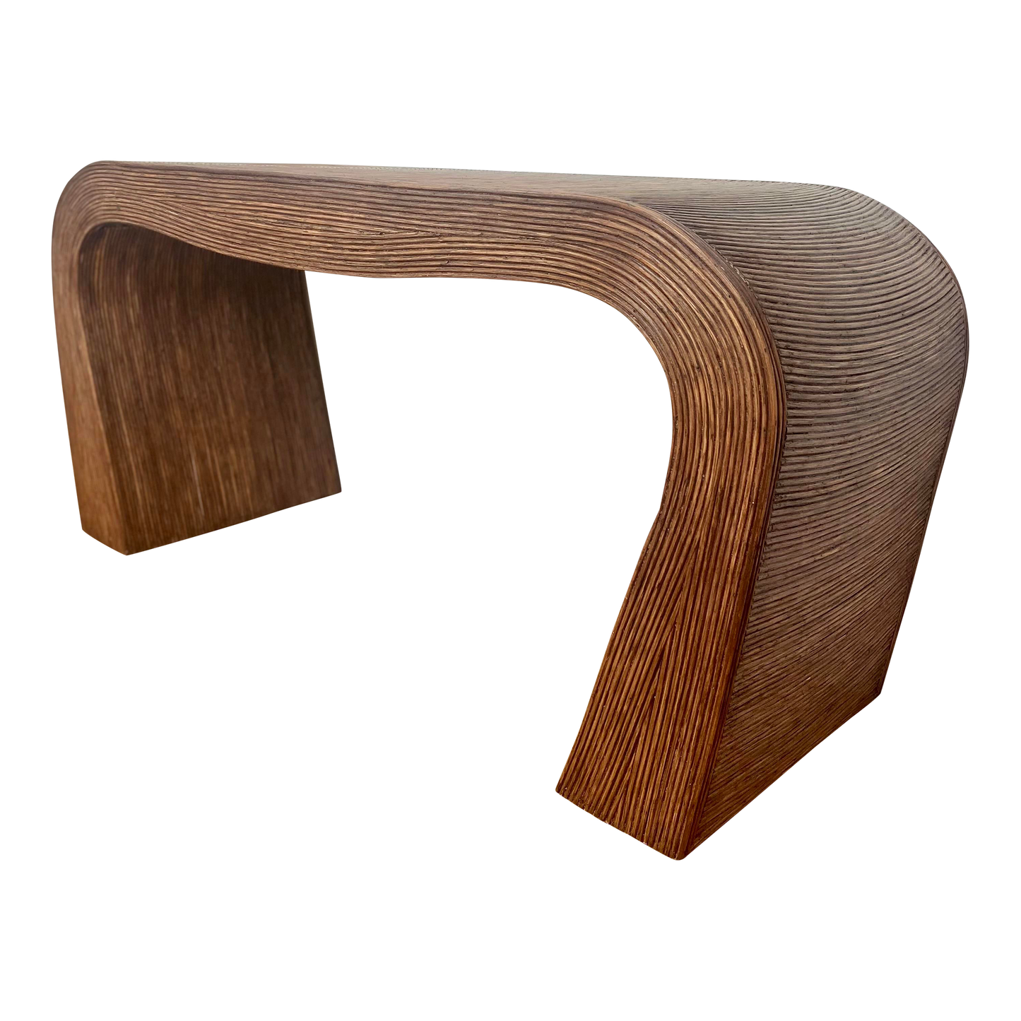 1970's Vintage Pencil Reed Waterfall Console in the Manner of Gabriela Crespi