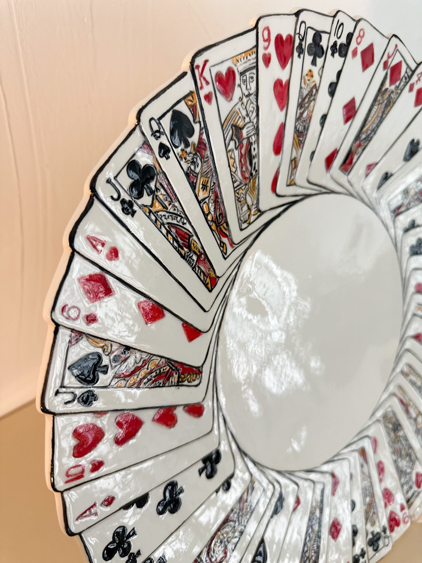 Handpainted Deck of Cards Ceramic Serving Platter