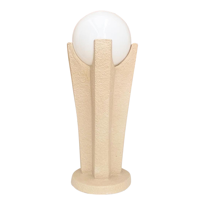 1980s Plaster Pedestal Orb Lamp