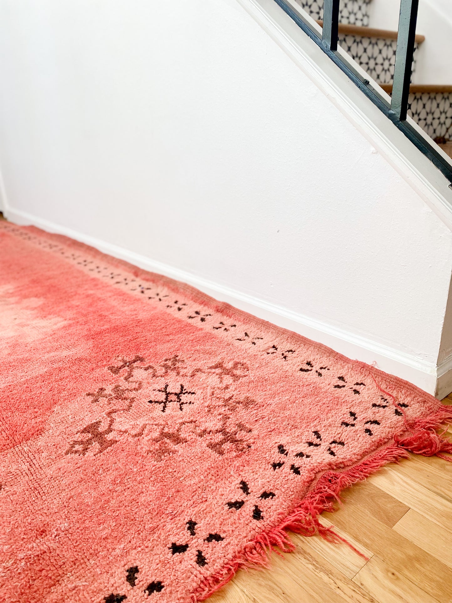 1990s Vintage Handwoven Wool Moroccan Berber Rug
