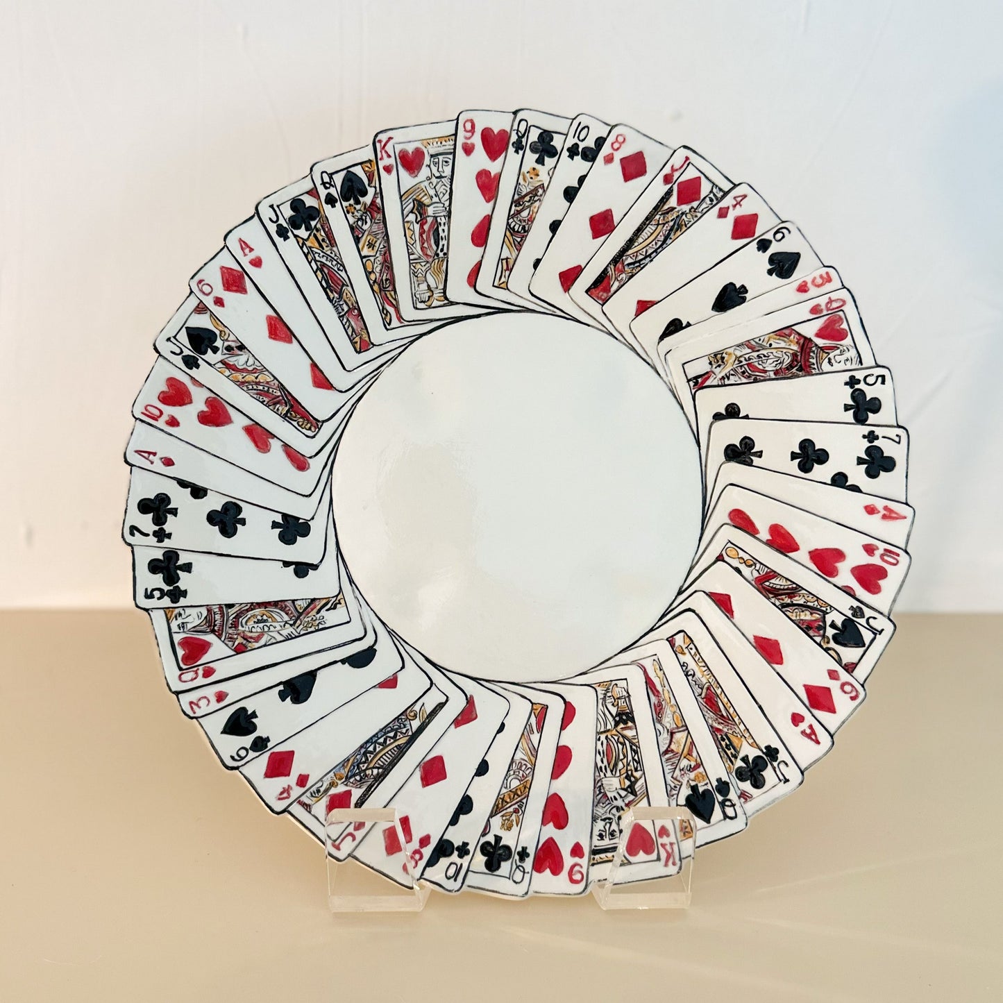 Handpainted Deck of Cards Ceramic Serving Platter