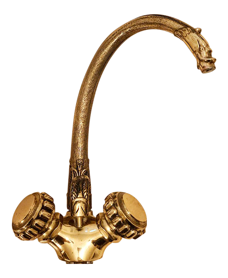 Vintage Brass Gooseneck Sculptural Bar Faucet