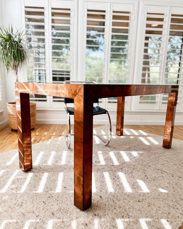 1980's Copper Wrapped Parsons Style Desk, Studio Made