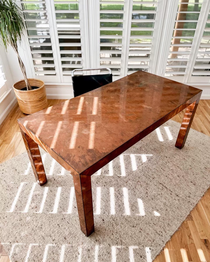 1980's Copper Wrapped Parsons Style Desk, Studio Made
