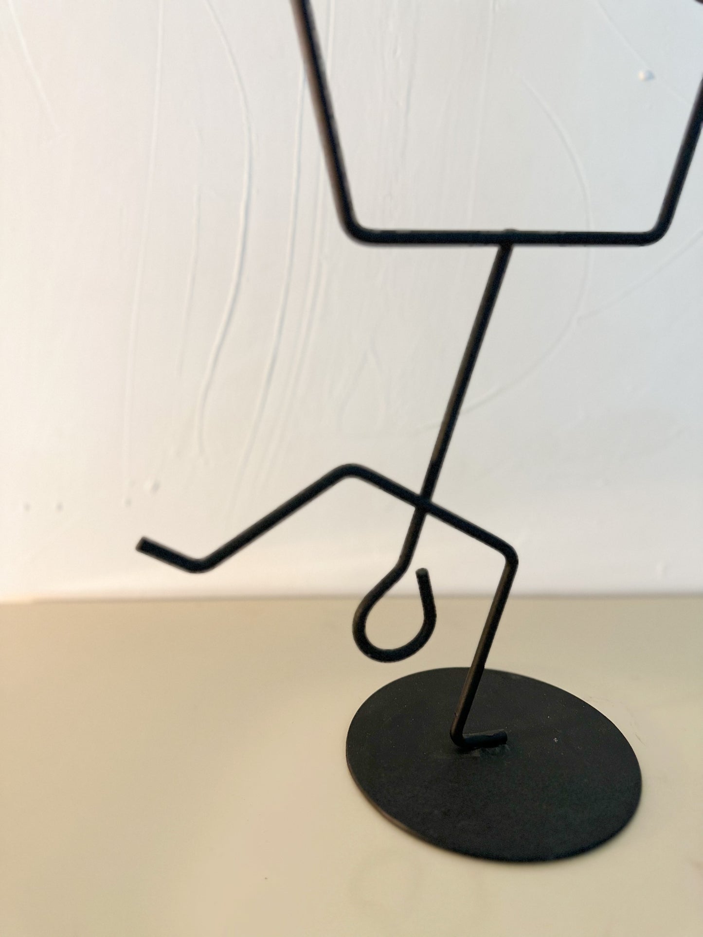 1990s Memphis Postmodern Metal Dancing Figure Candle Holders
