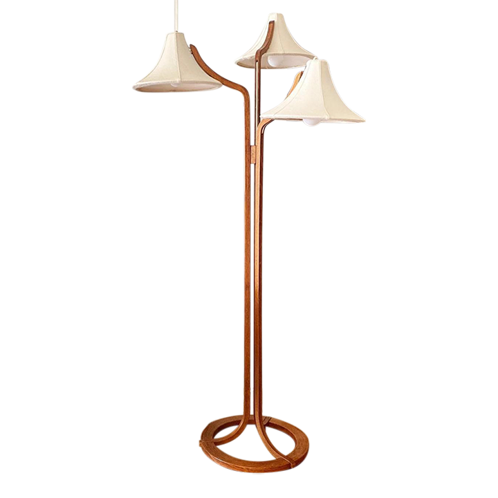 1980s Scandinavian “Trident” Bentwood Floor Lamp