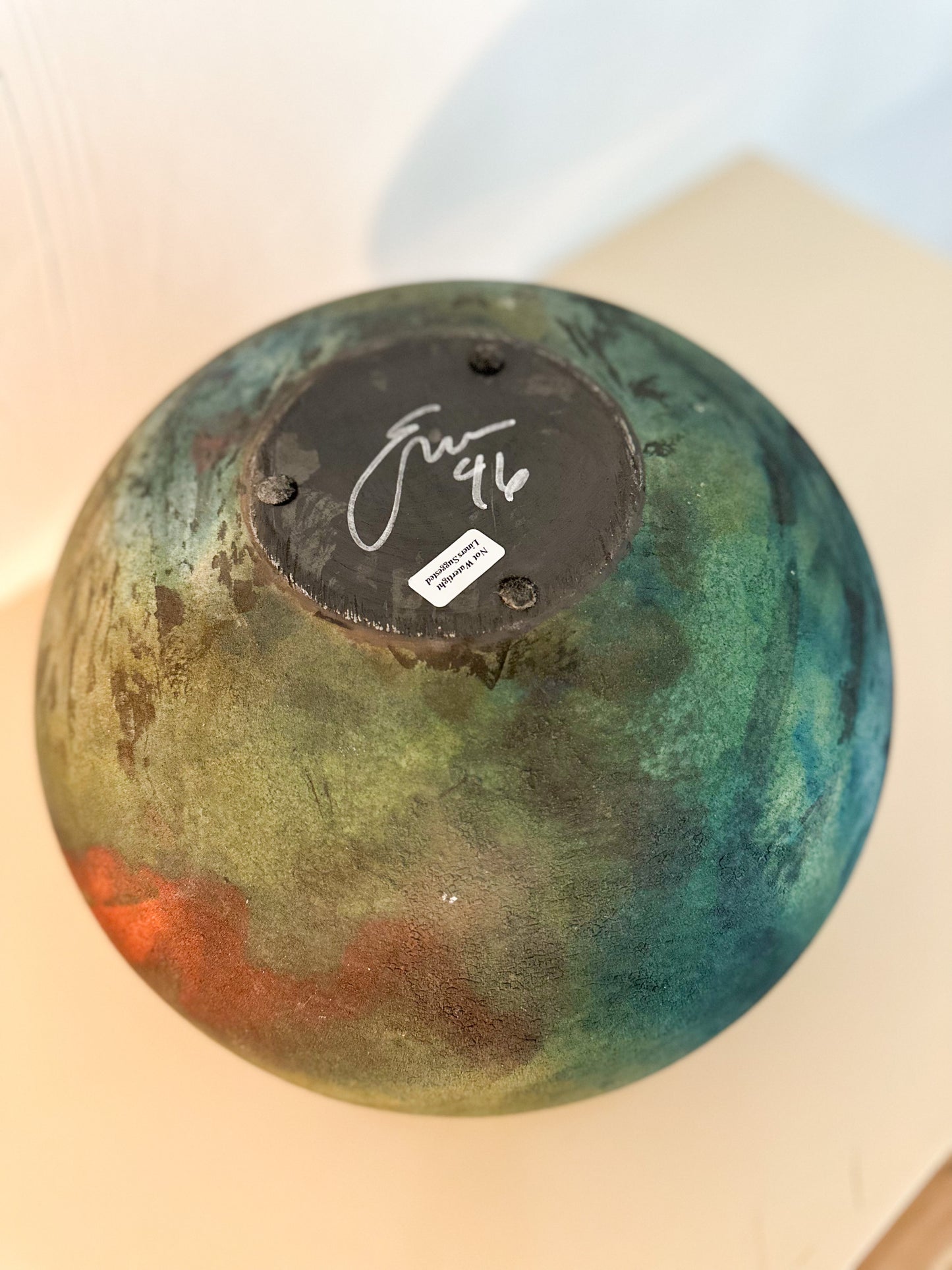 1990s Tony Evans Signed Raku Fired Earthenware Vase