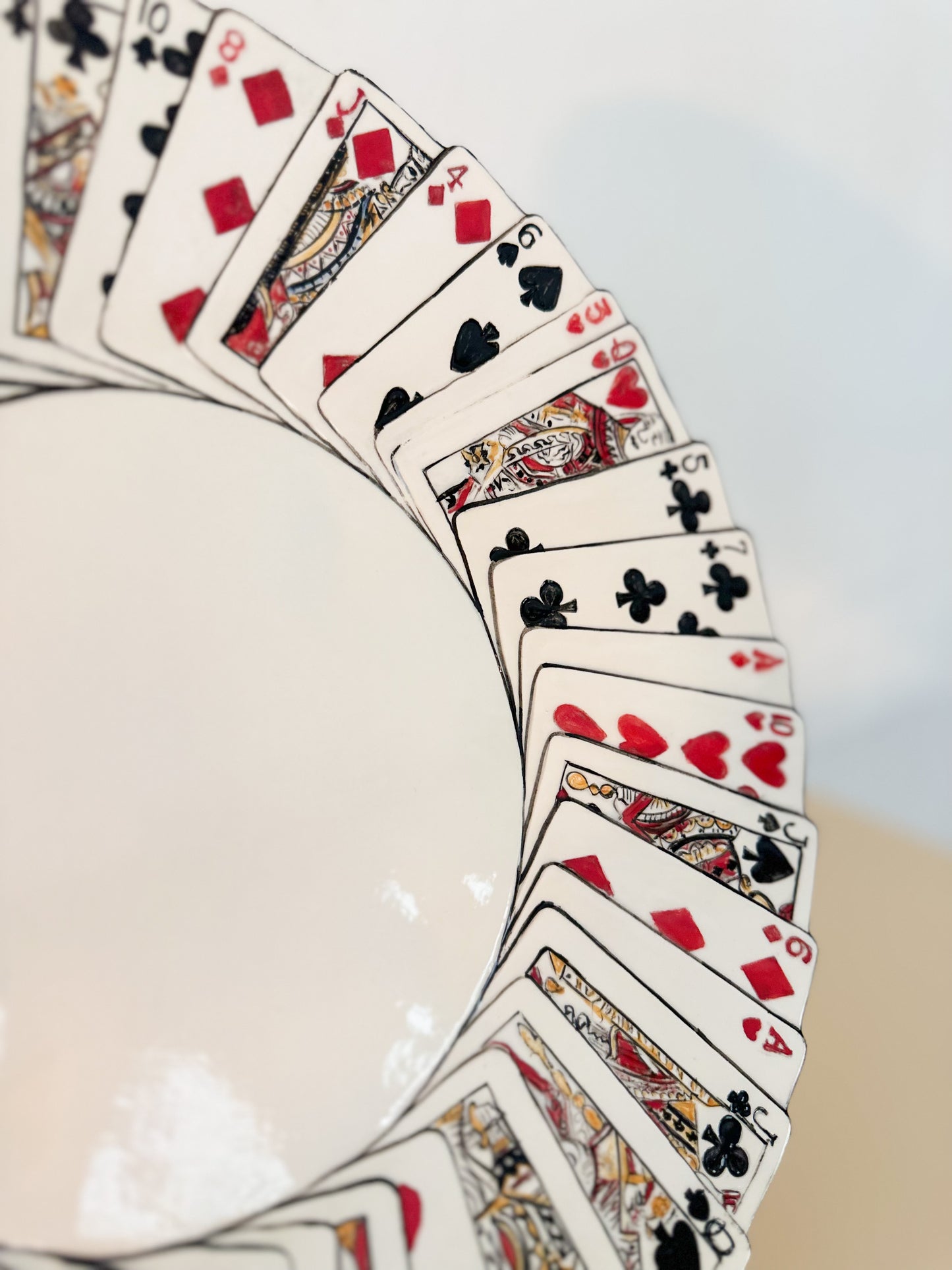 Handpainted Deck of Cards Ceramic Serving Platter