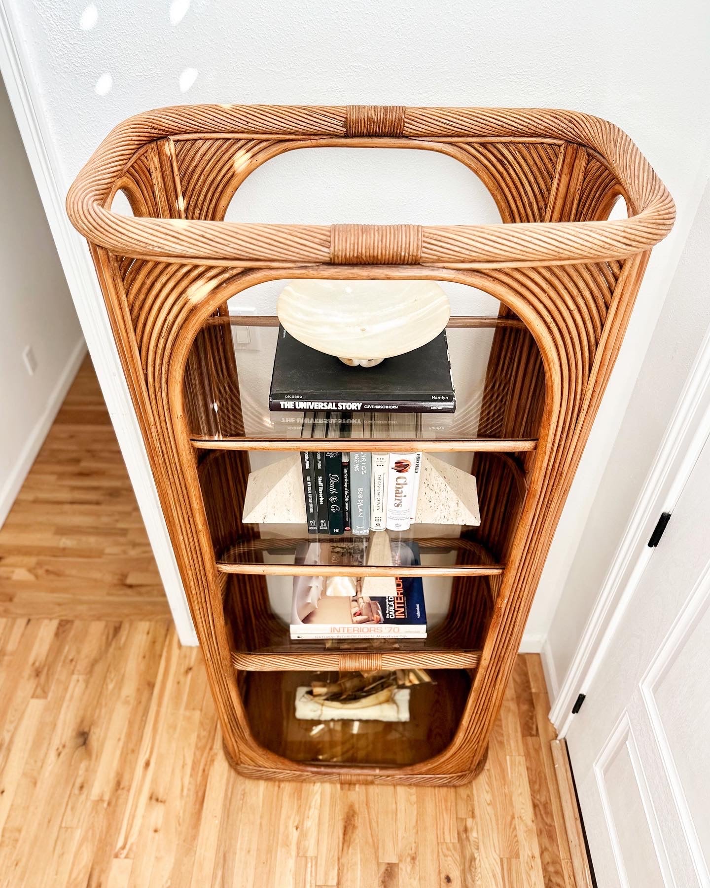 1970's Bent Bamboo étagère With Smoked Glass Shelves