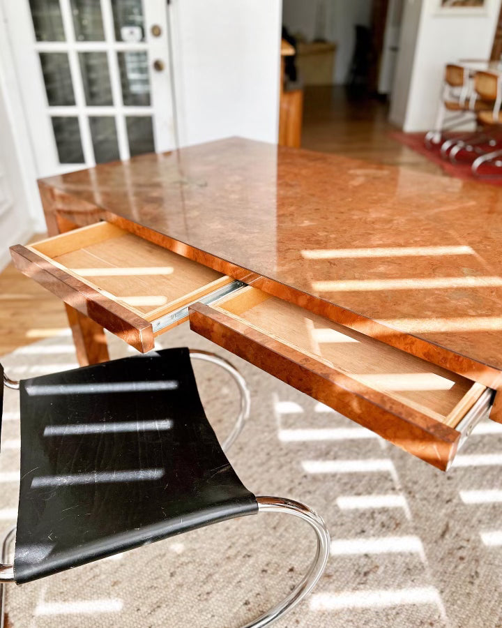 1980's Copper Wrapped Parsons Style Desk, Studio Made
