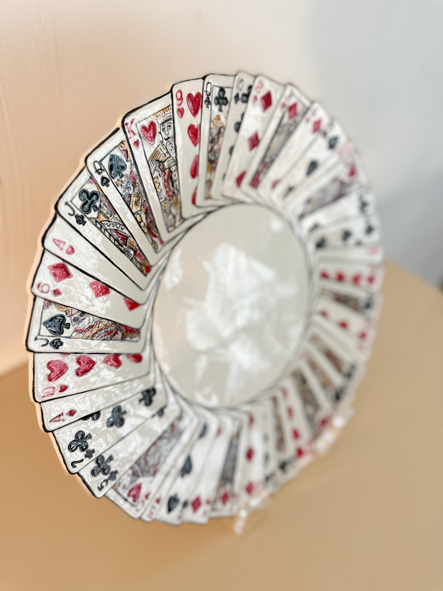 Handpainted Deck of Cards Ceramic Serving Platter