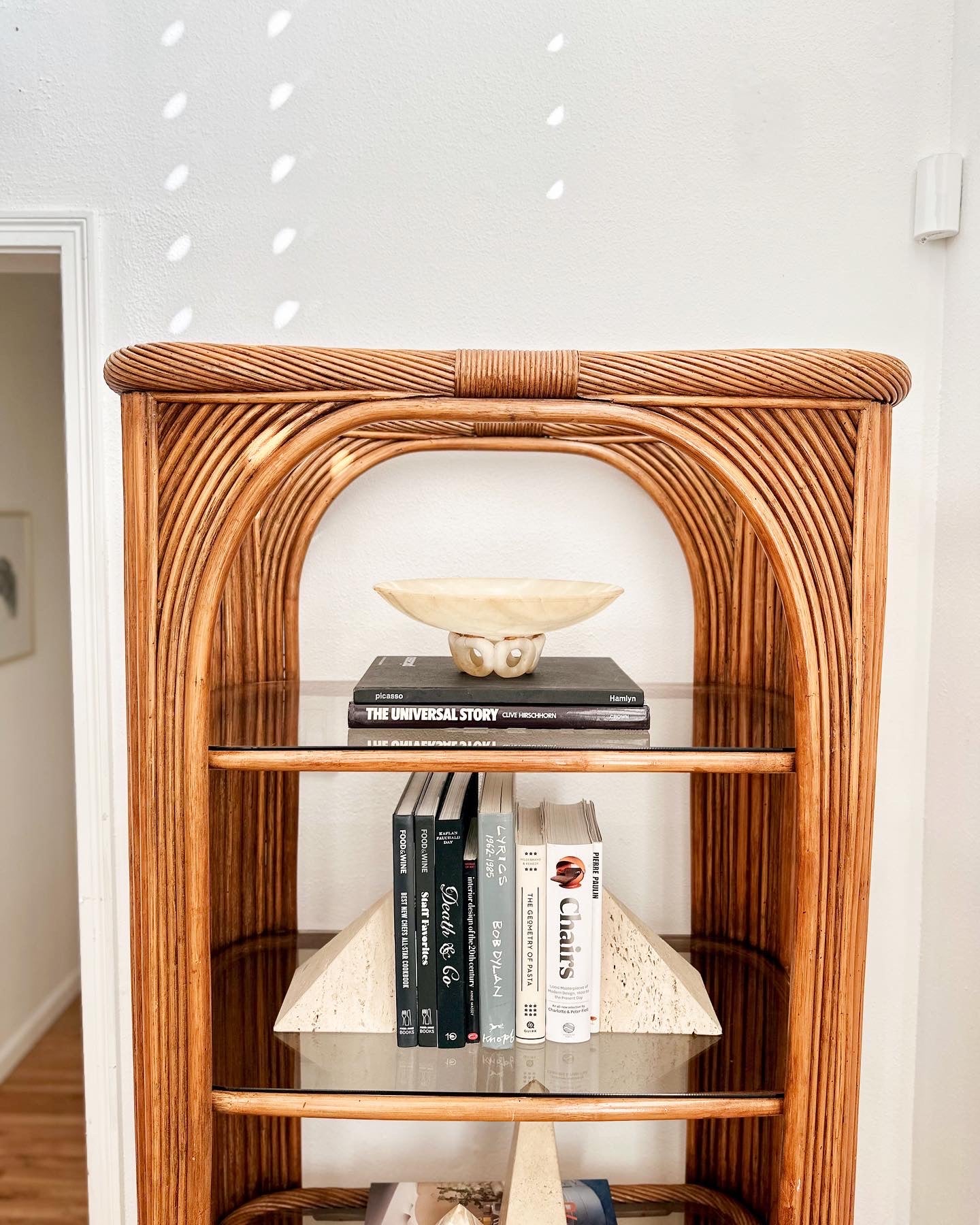 1970's Bent Bamboo étagère With Smoked Glass Shelves