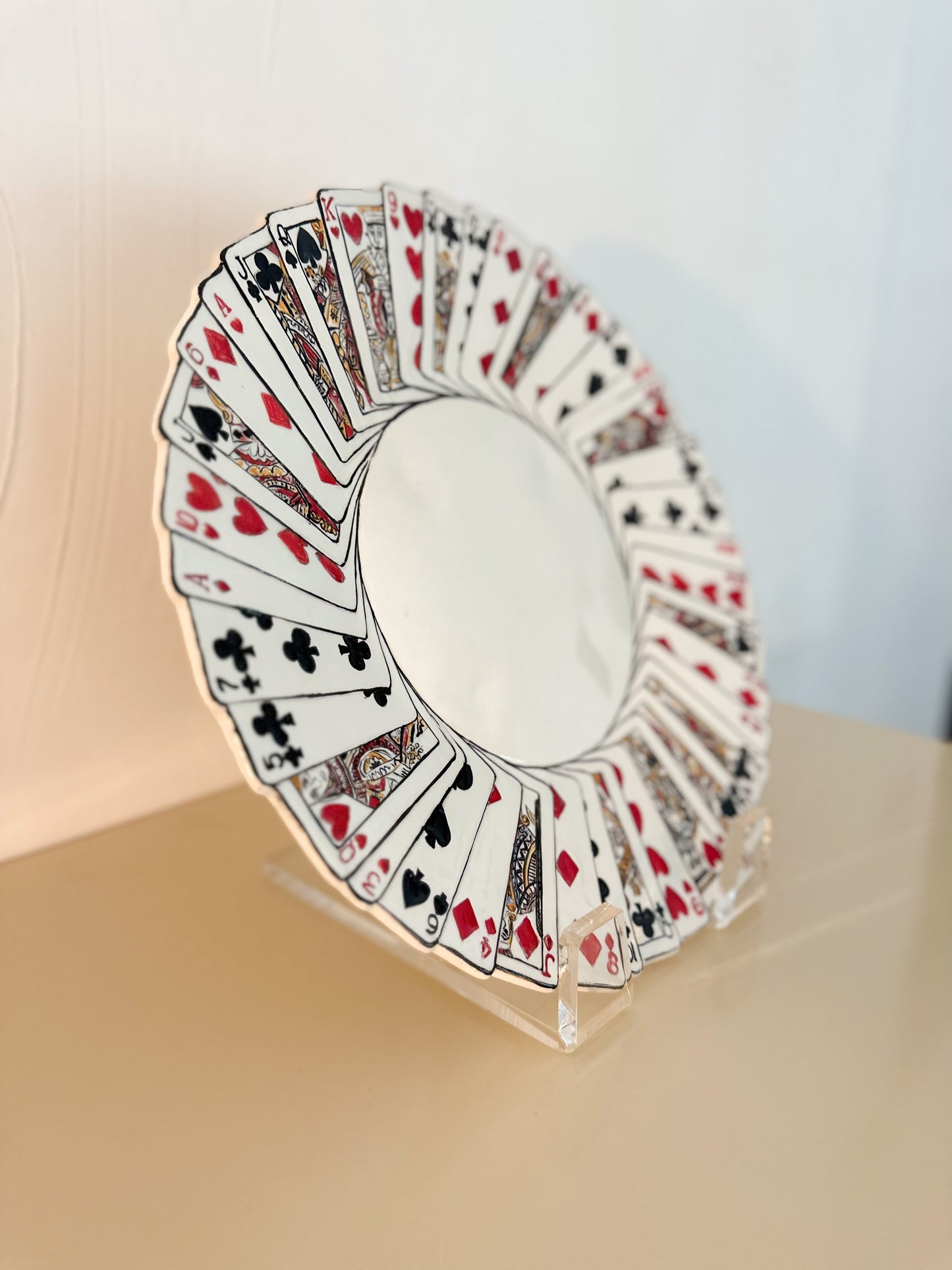 Handpainted Deck of Cards Ceramic Serving Platter